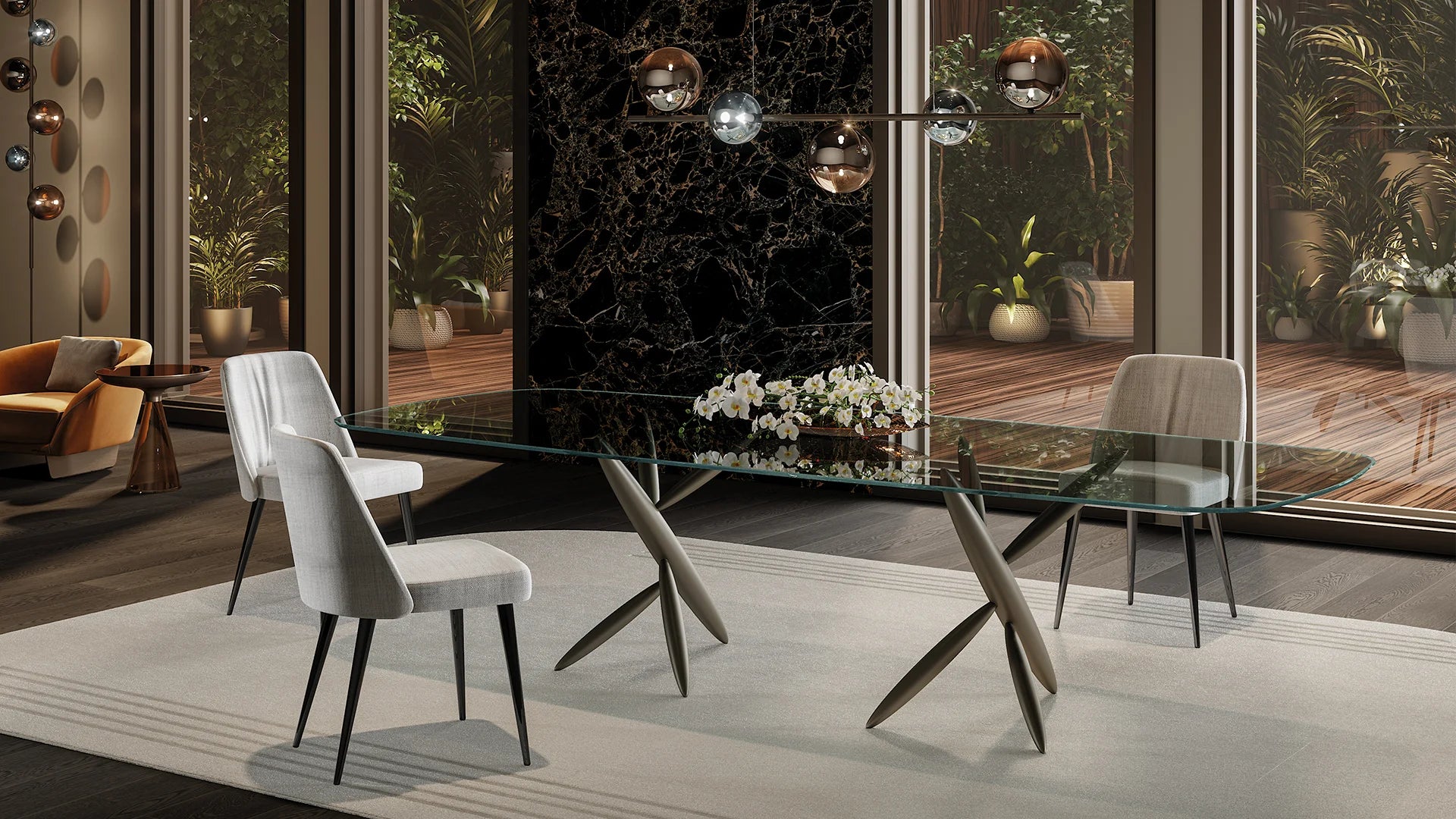 Pitto 72 tavolo piano vetro