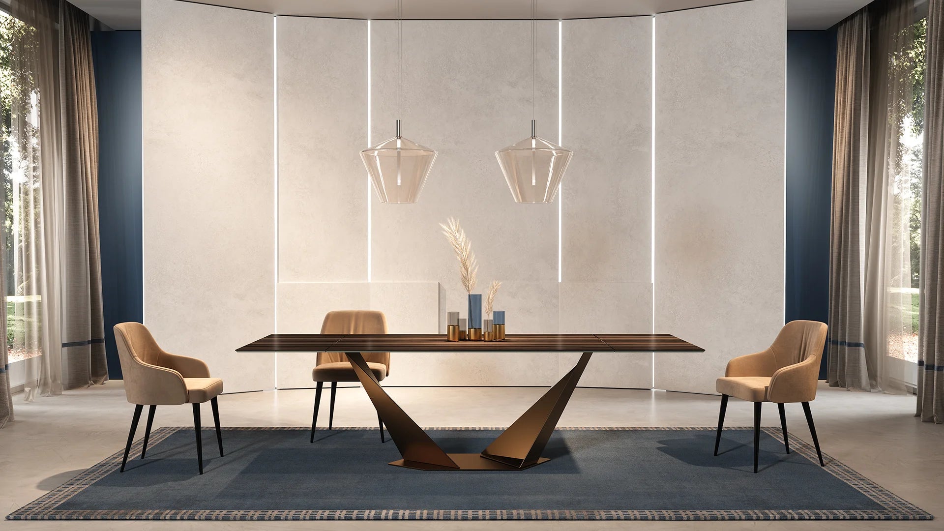 Quartz 72 tavolo allungabile piano vetro