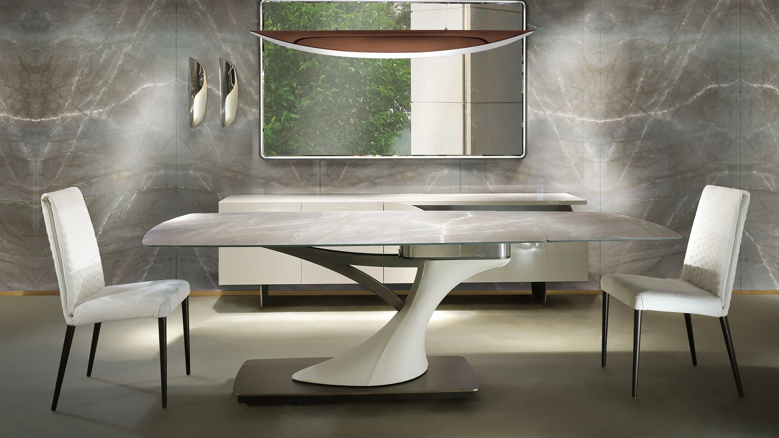 Archimede 72 tavolo allungabile piano vetrolegno con due prolunghe da 60cm