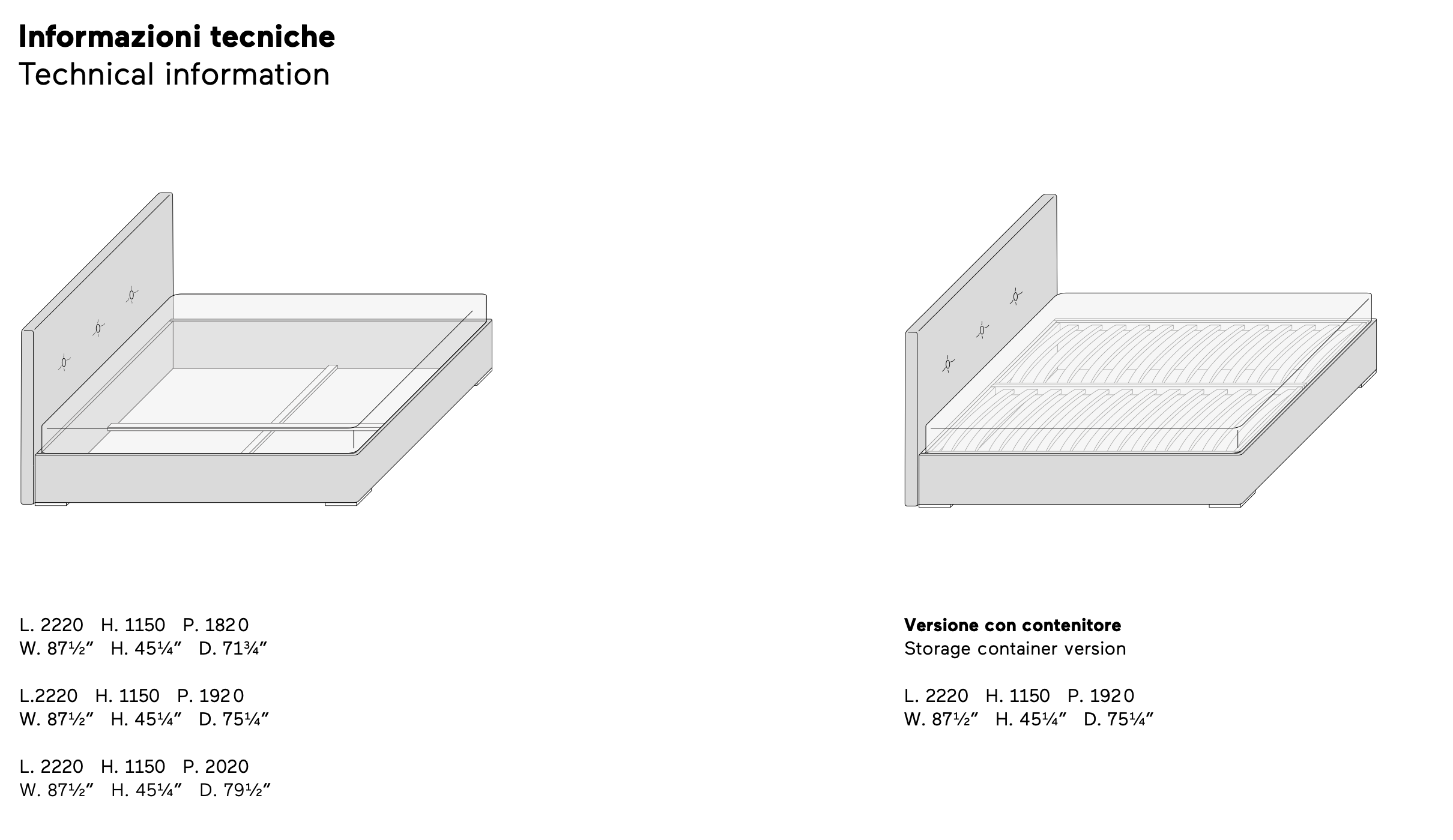 Madama letto con contenitore tessuto DA