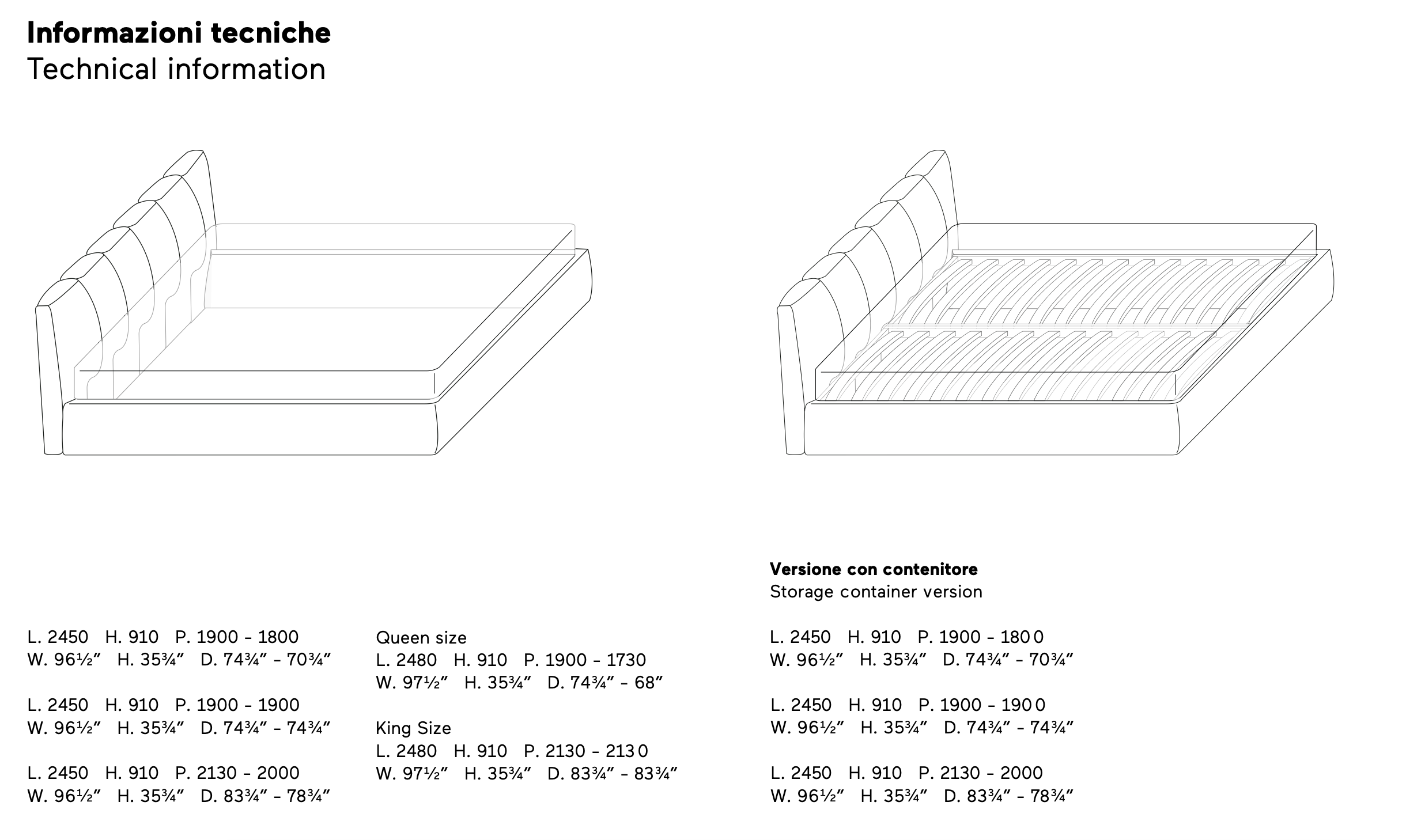 Warp Bed letto con contenitore pelle sintetica