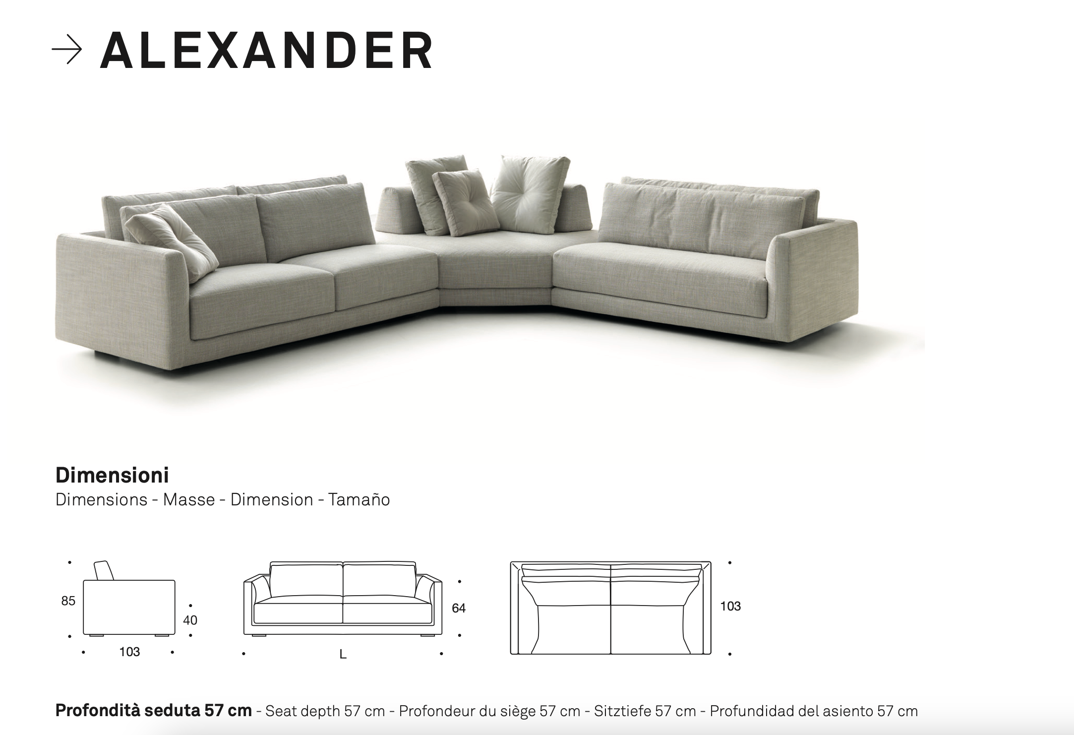 Alexander divano tessuto top