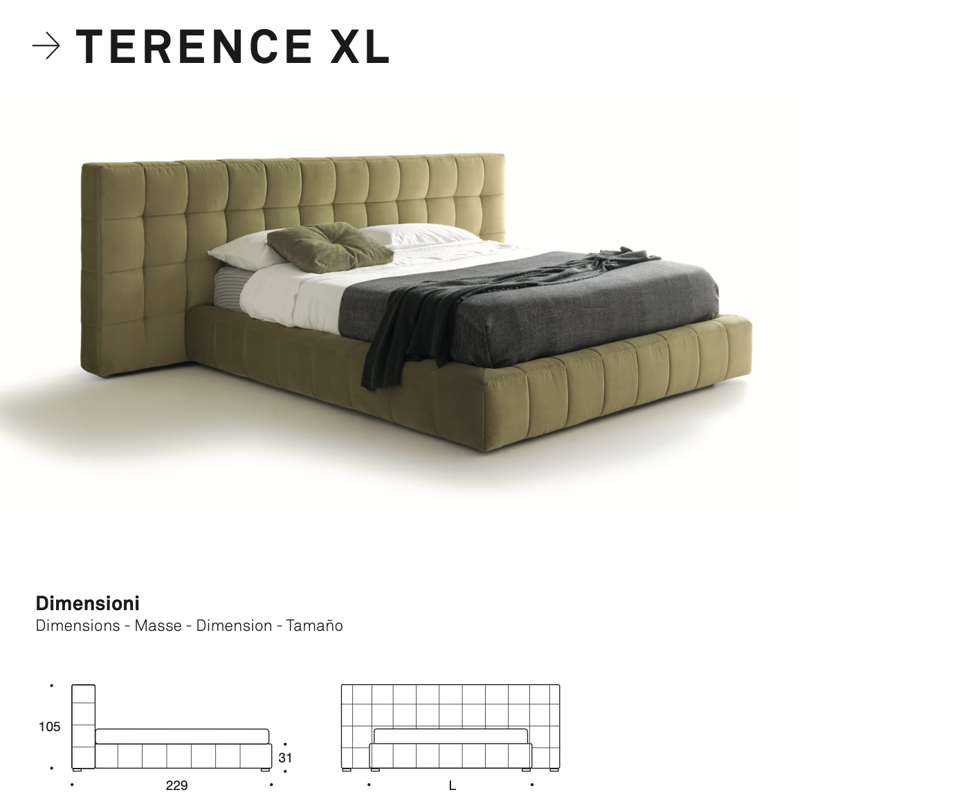 Terence XL letto tessuto top