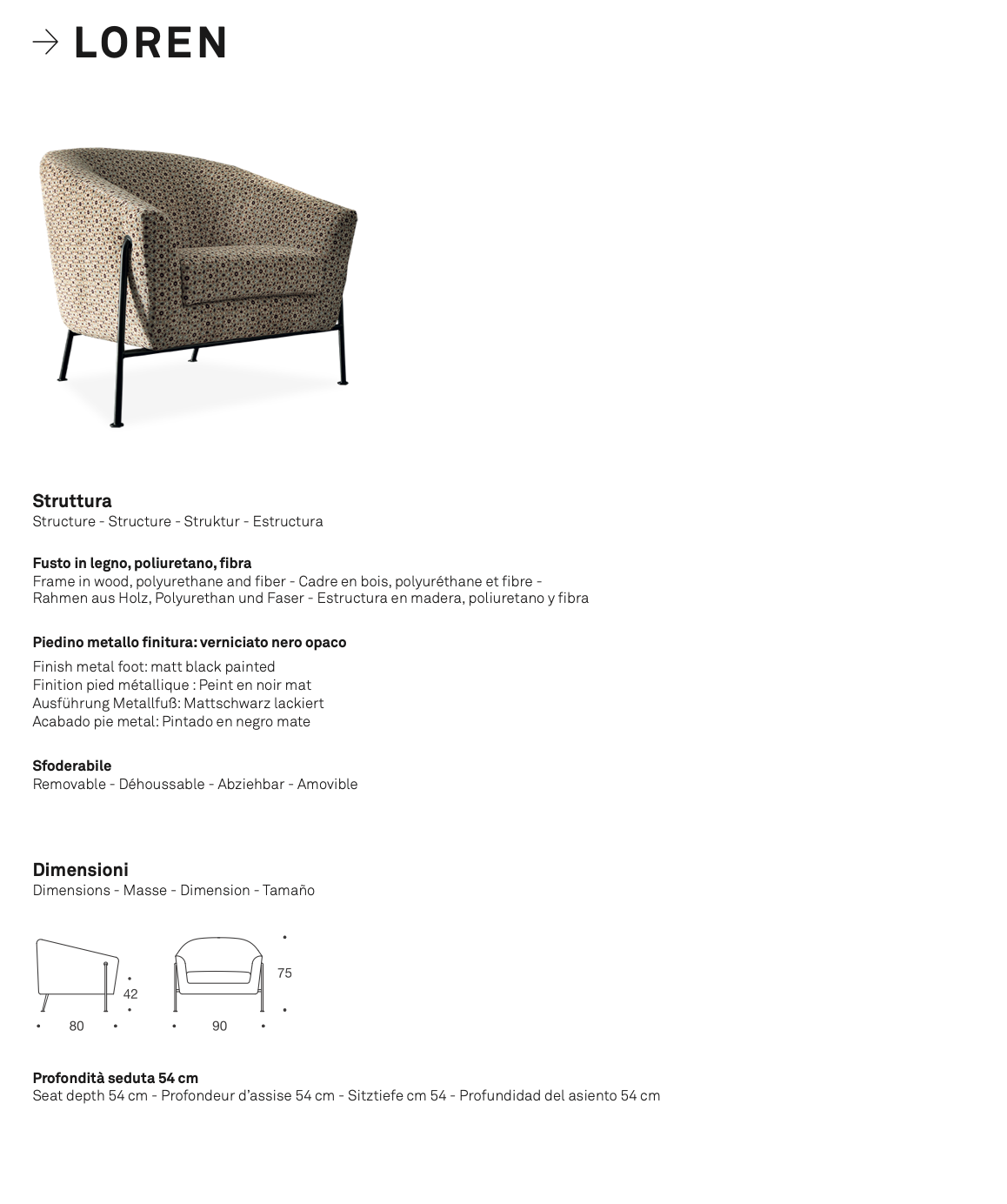 Loren poltroncina tessuto top