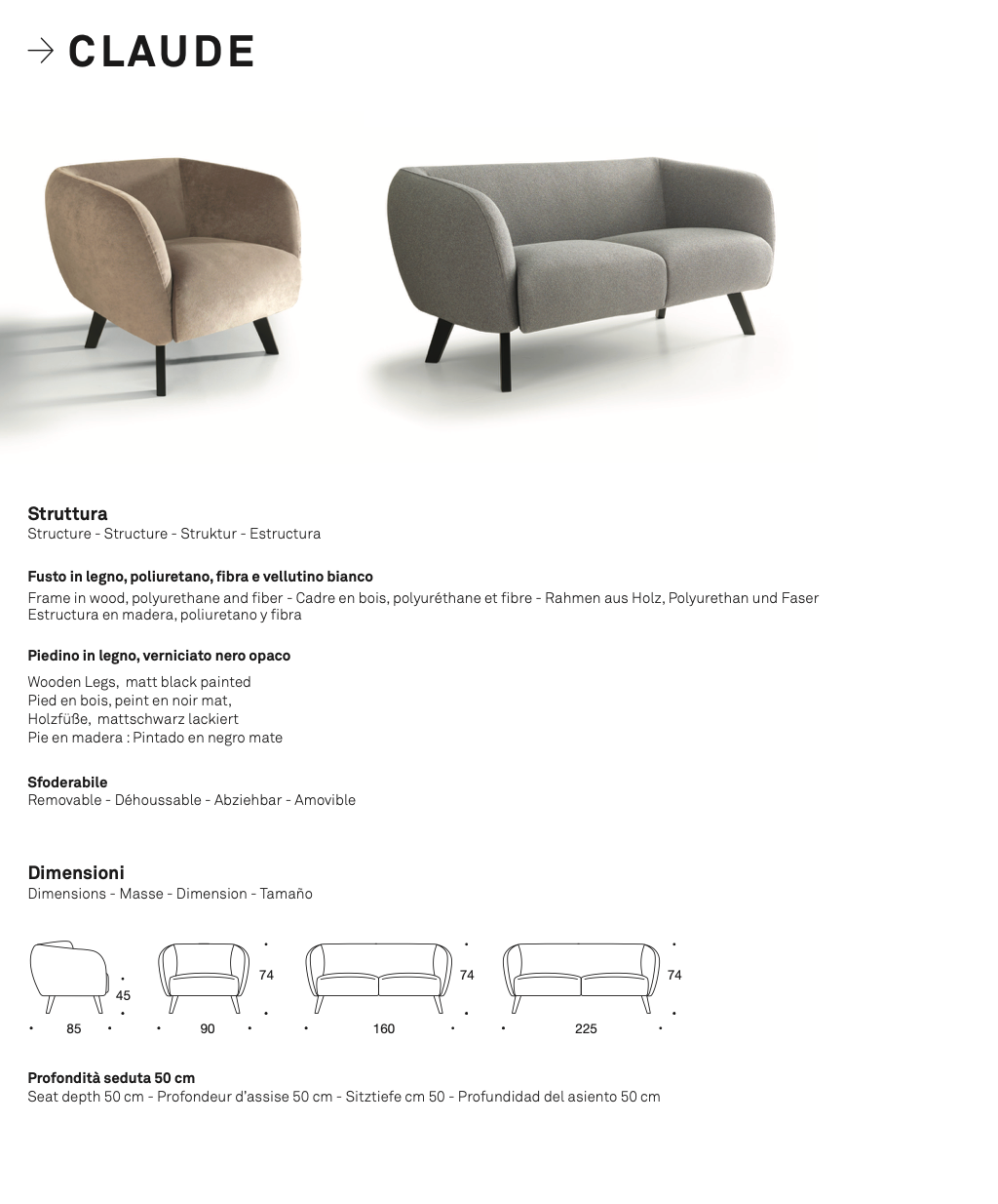 Claude poltroncina e divanetto tessuto top