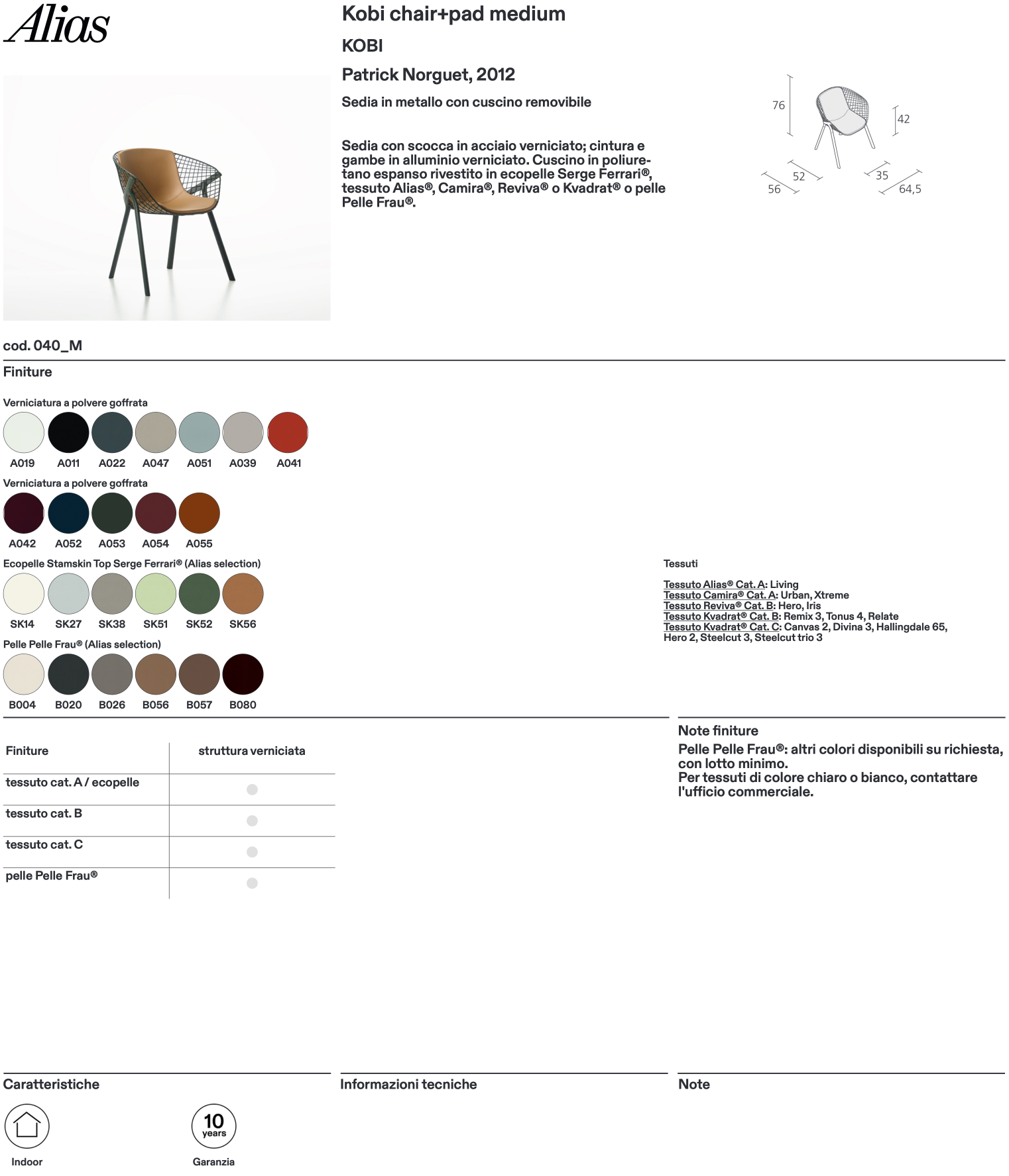 Kobi chair+pad medium sedia