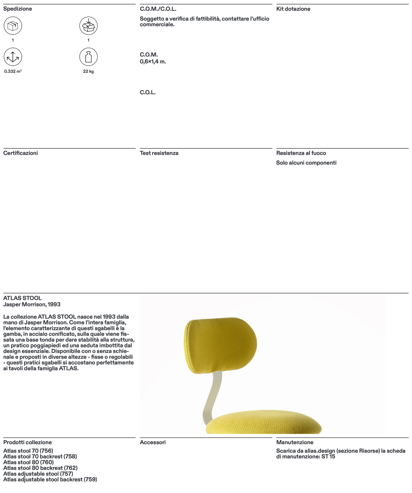 Atlas adjustable stool backrest sgabello