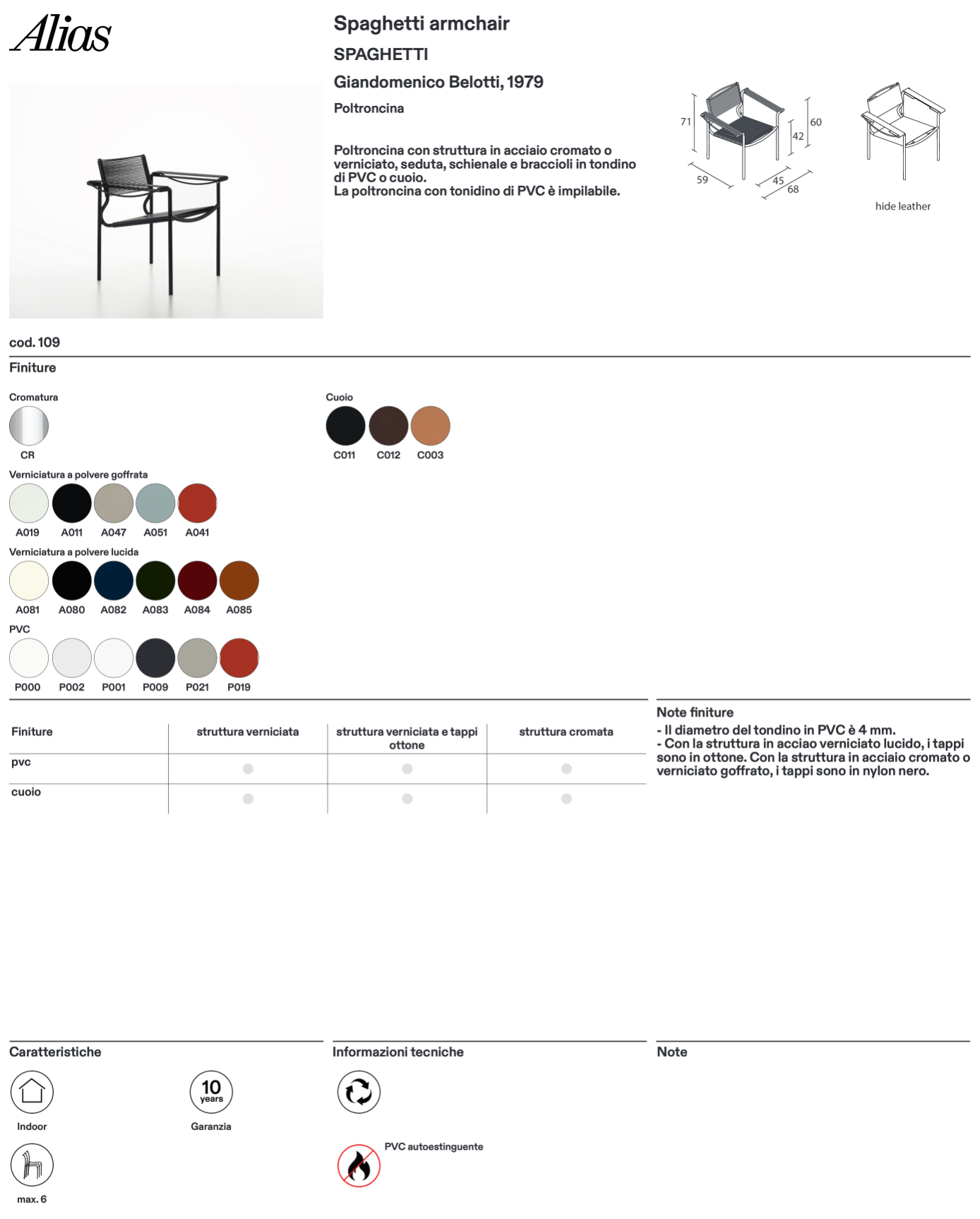 Spaghetti armchair sedia