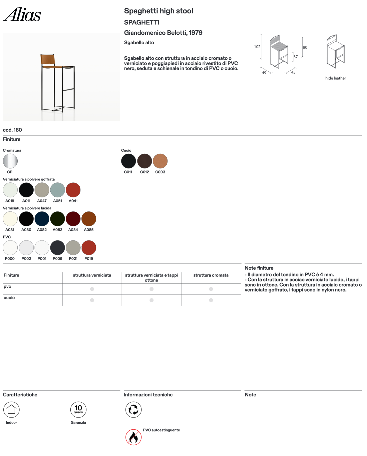 Spaghetti high stool sgabello