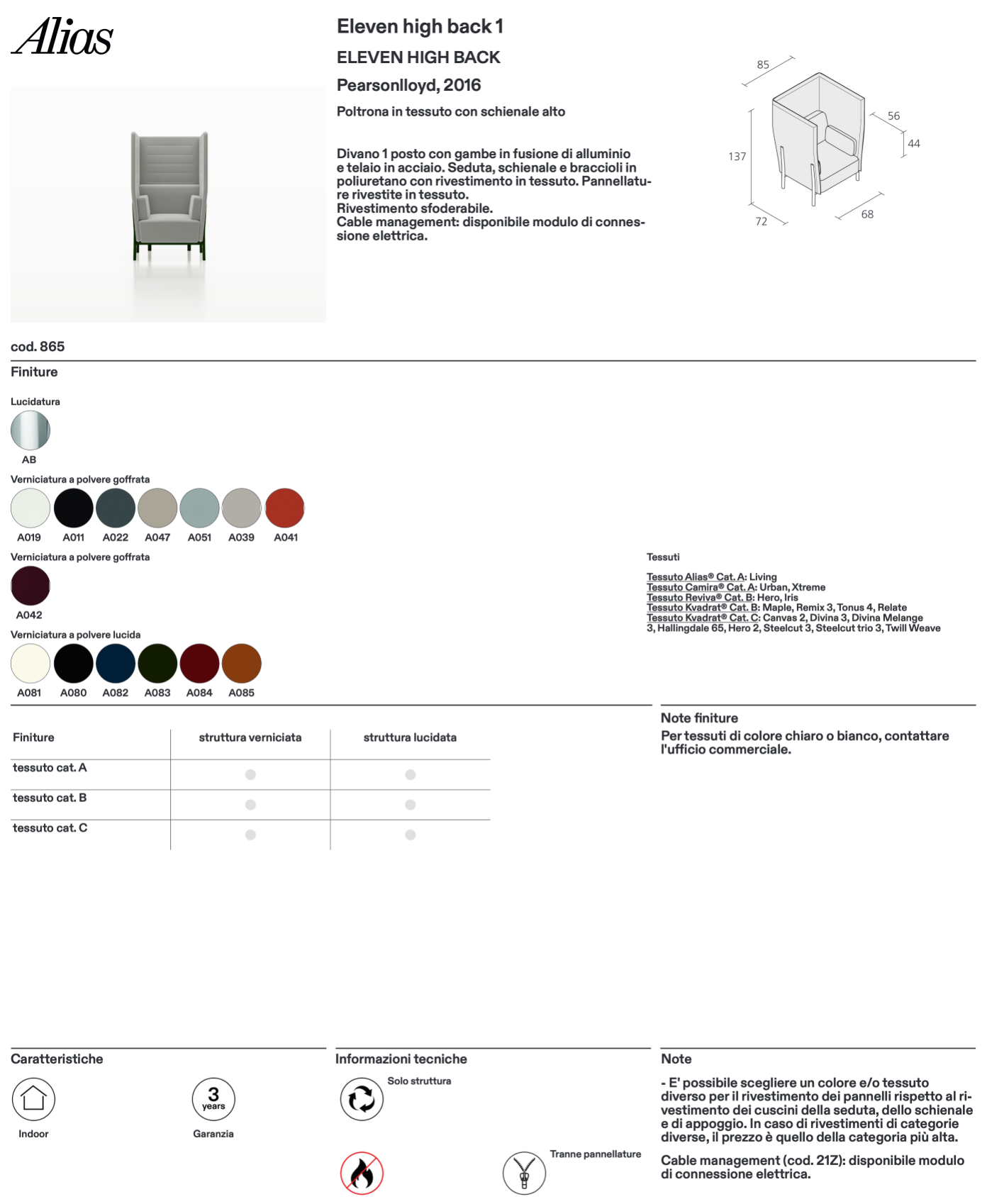 Eleven high back 1 poltrona