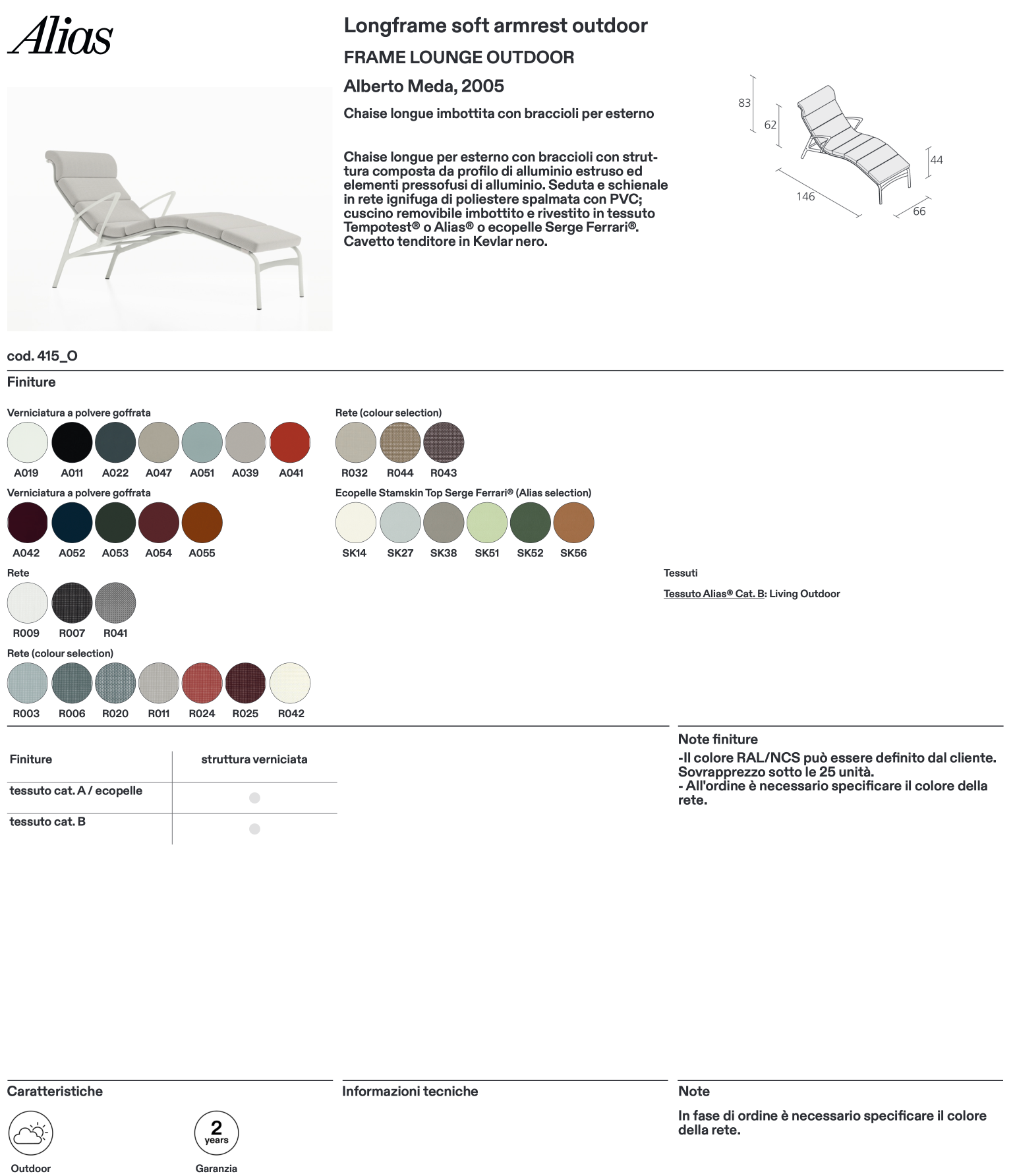 Longframe soft armrest outdoor