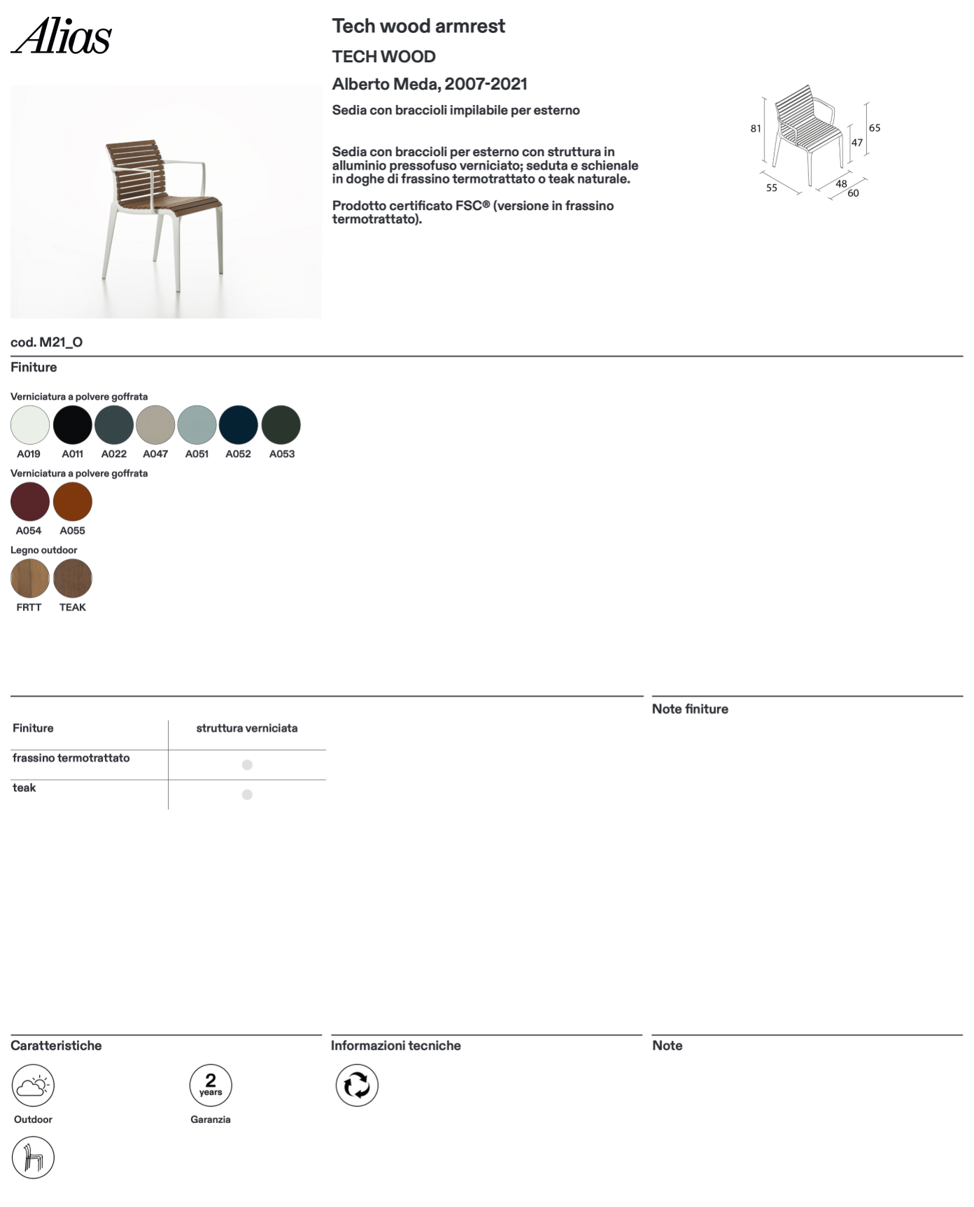 Tech wood armrest outdoor