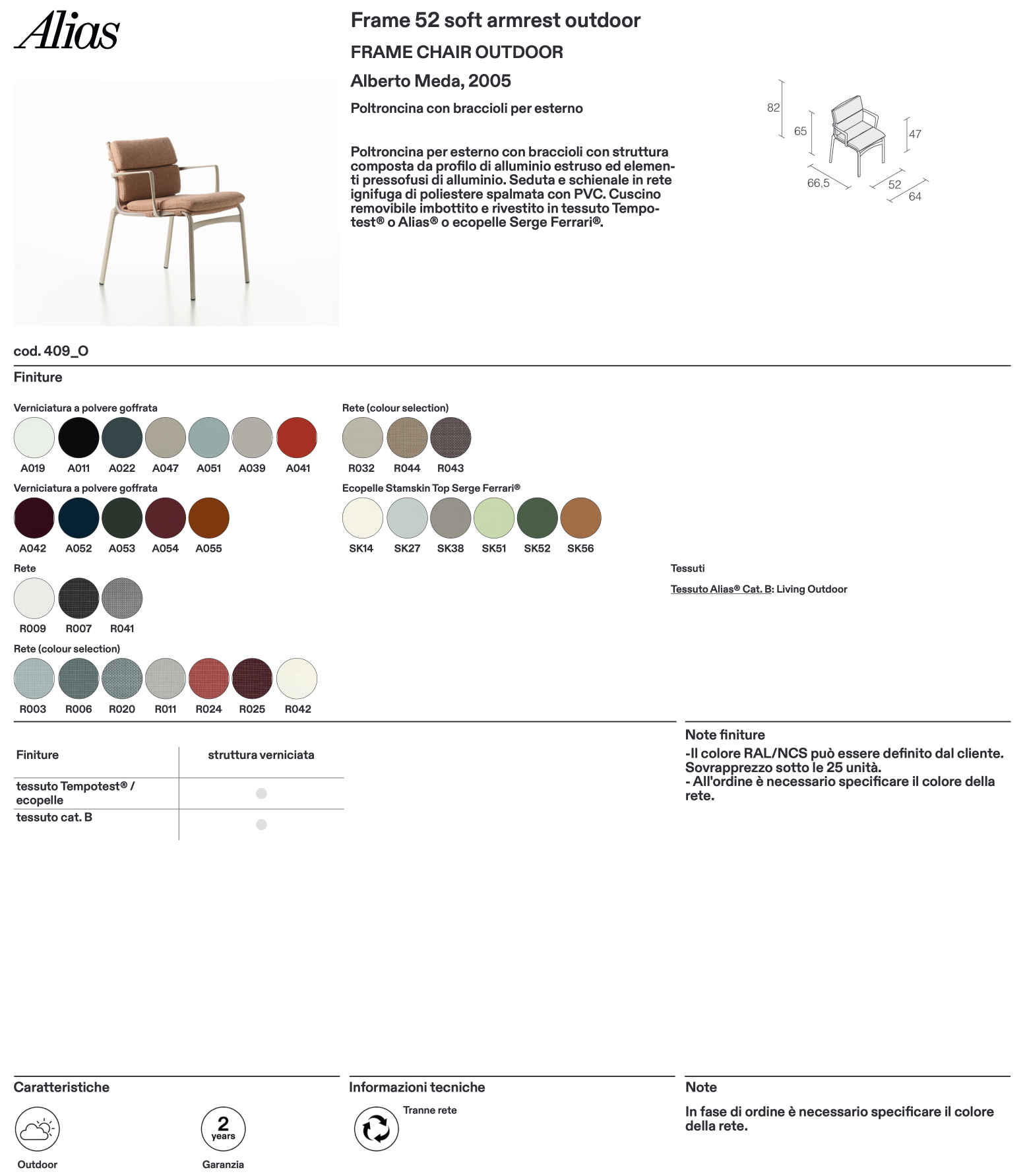 Frame 52 soft armrest outdoor poltroncina