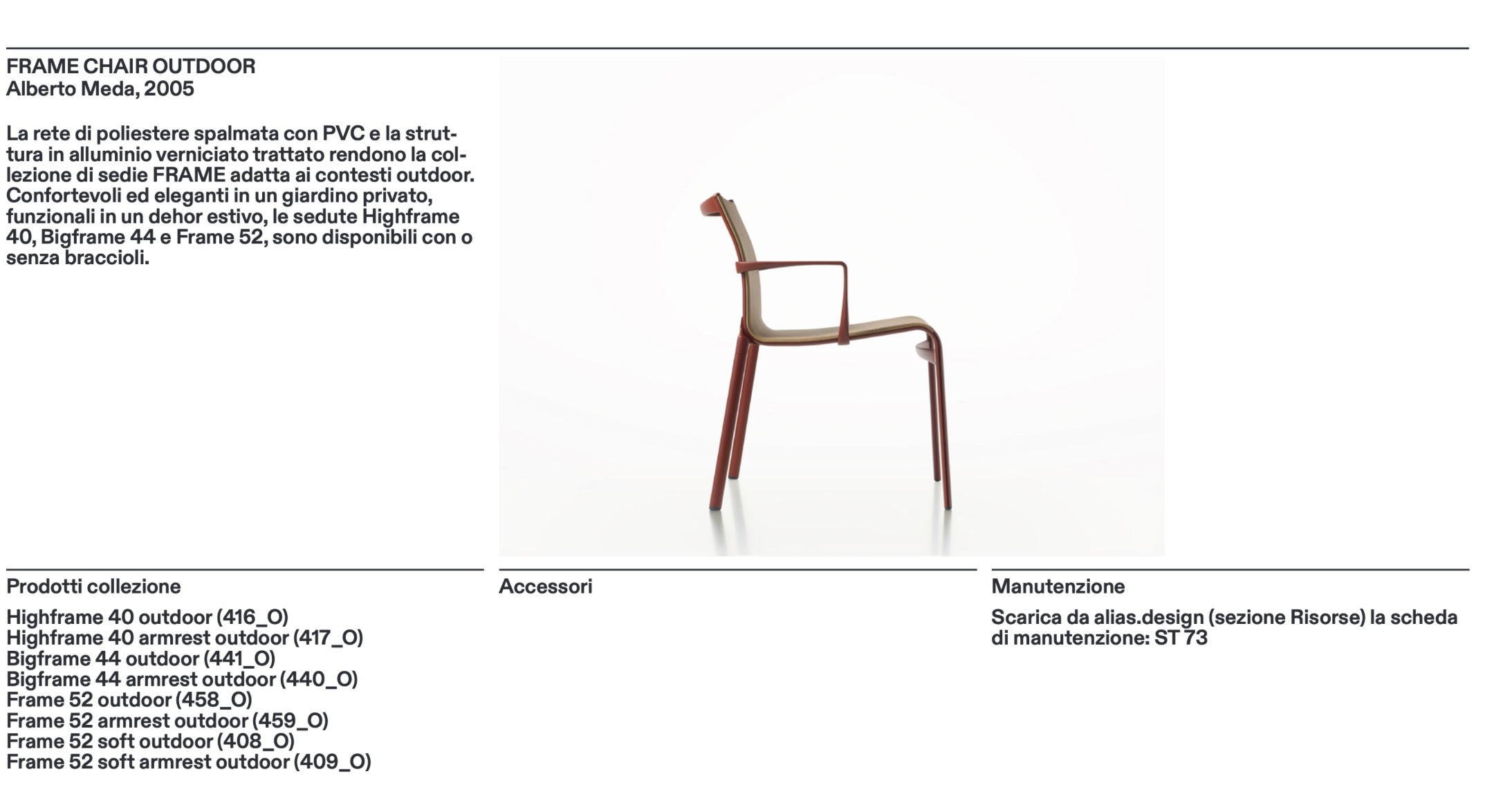 Frame 52 soft armrest outdoor poltroncina