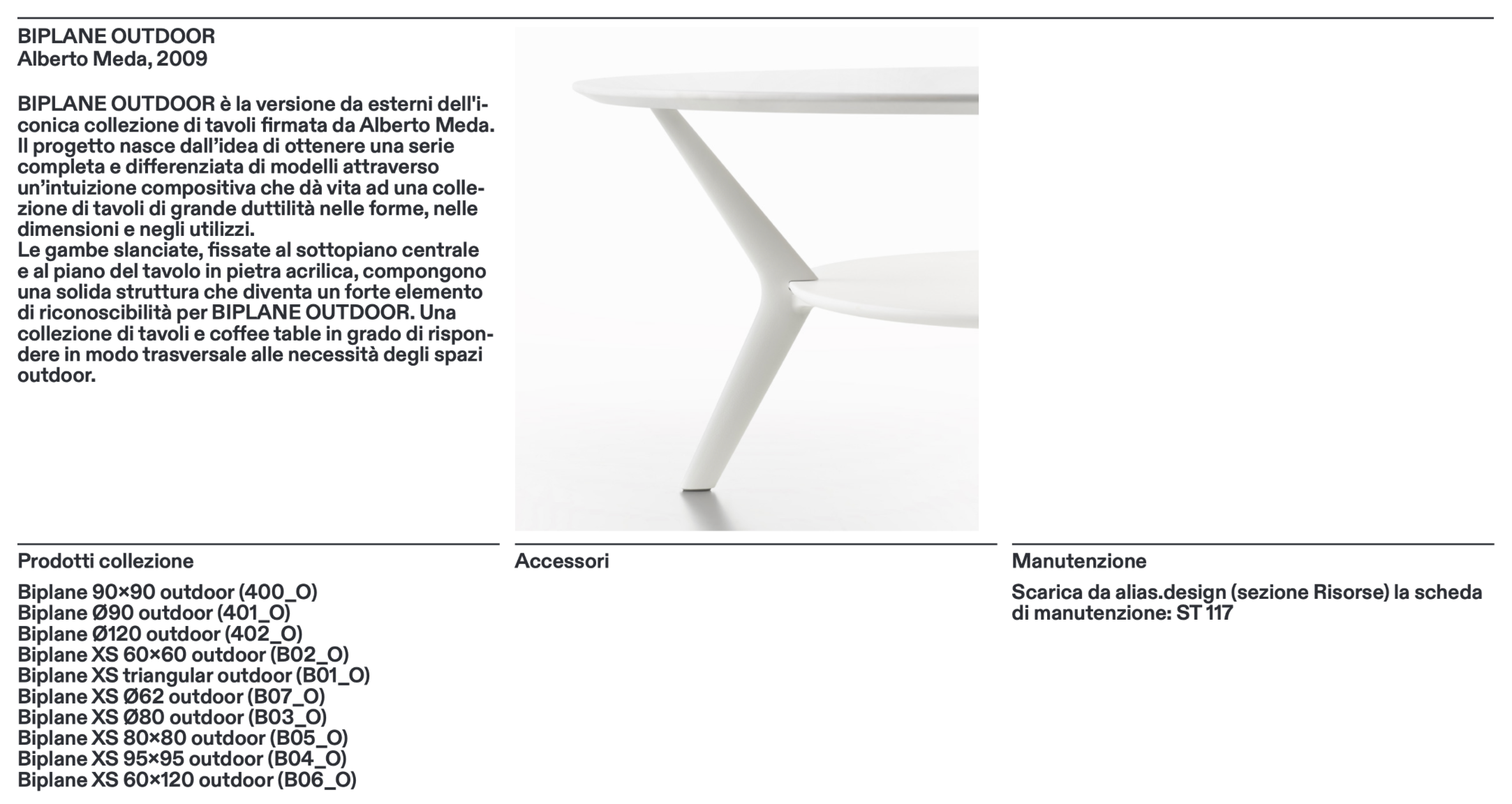 Biplane XS triangular outdoor tavolino