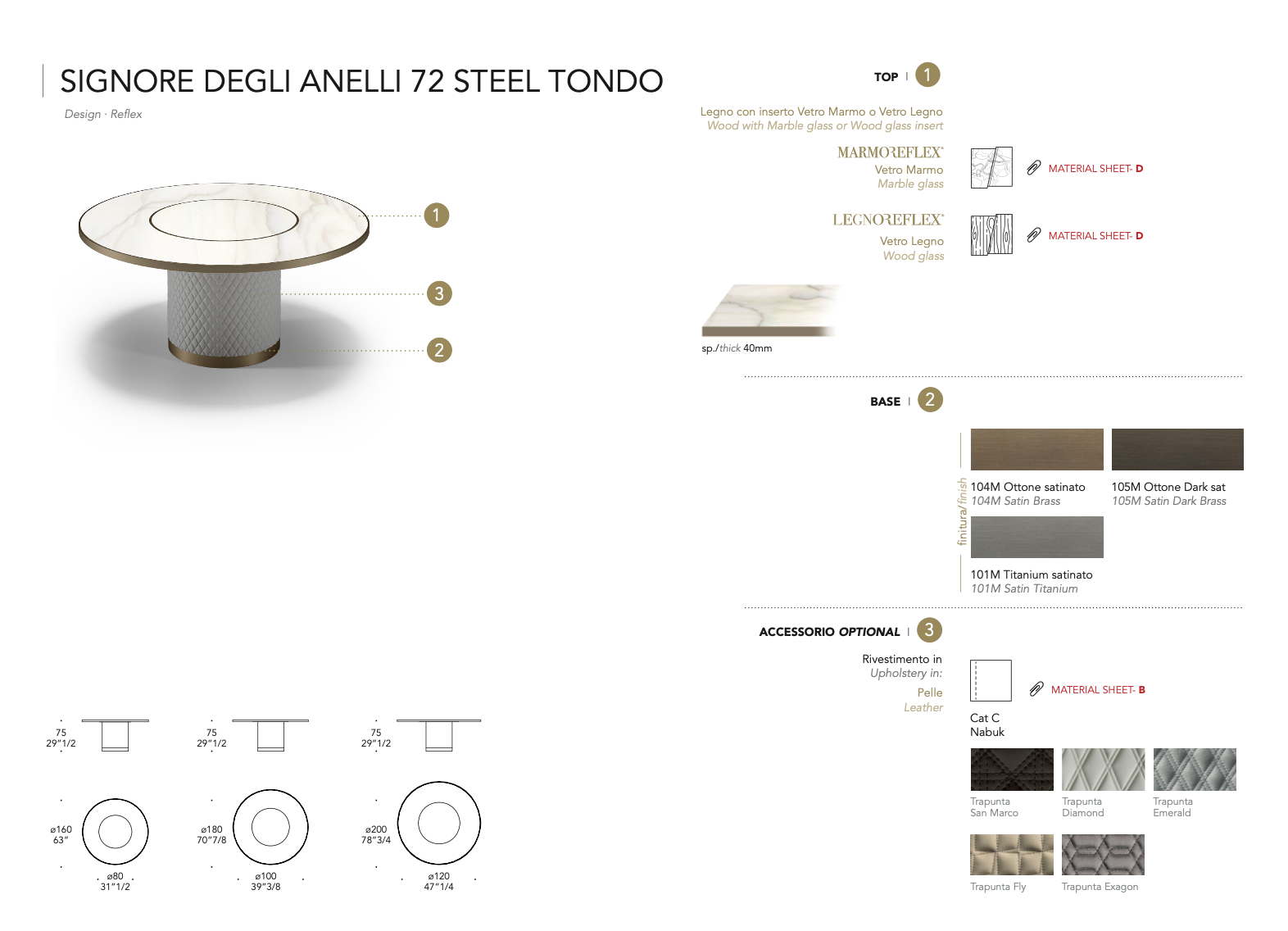 Signore Degli Anelli 72 Steel tavolo tondo piano legnoreflex