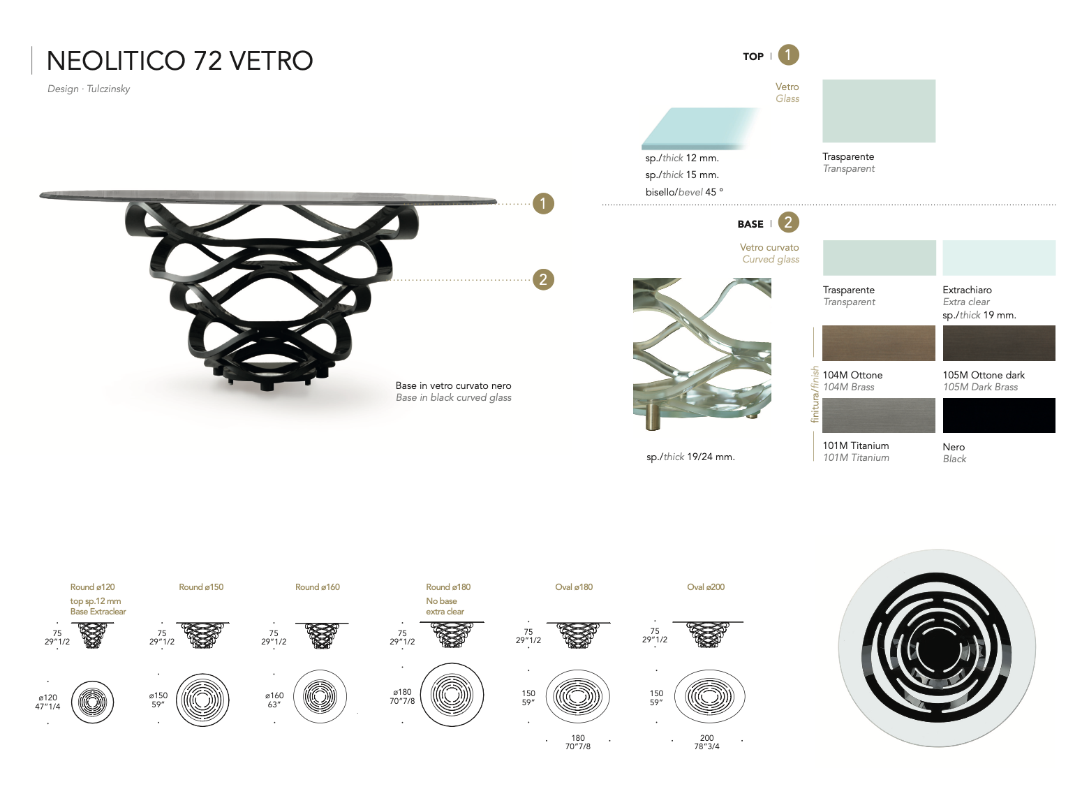 Neolitico 72 Vetro tavolo