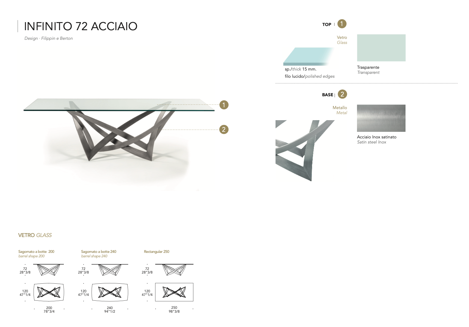 Infinito 72 tavolo acciaio