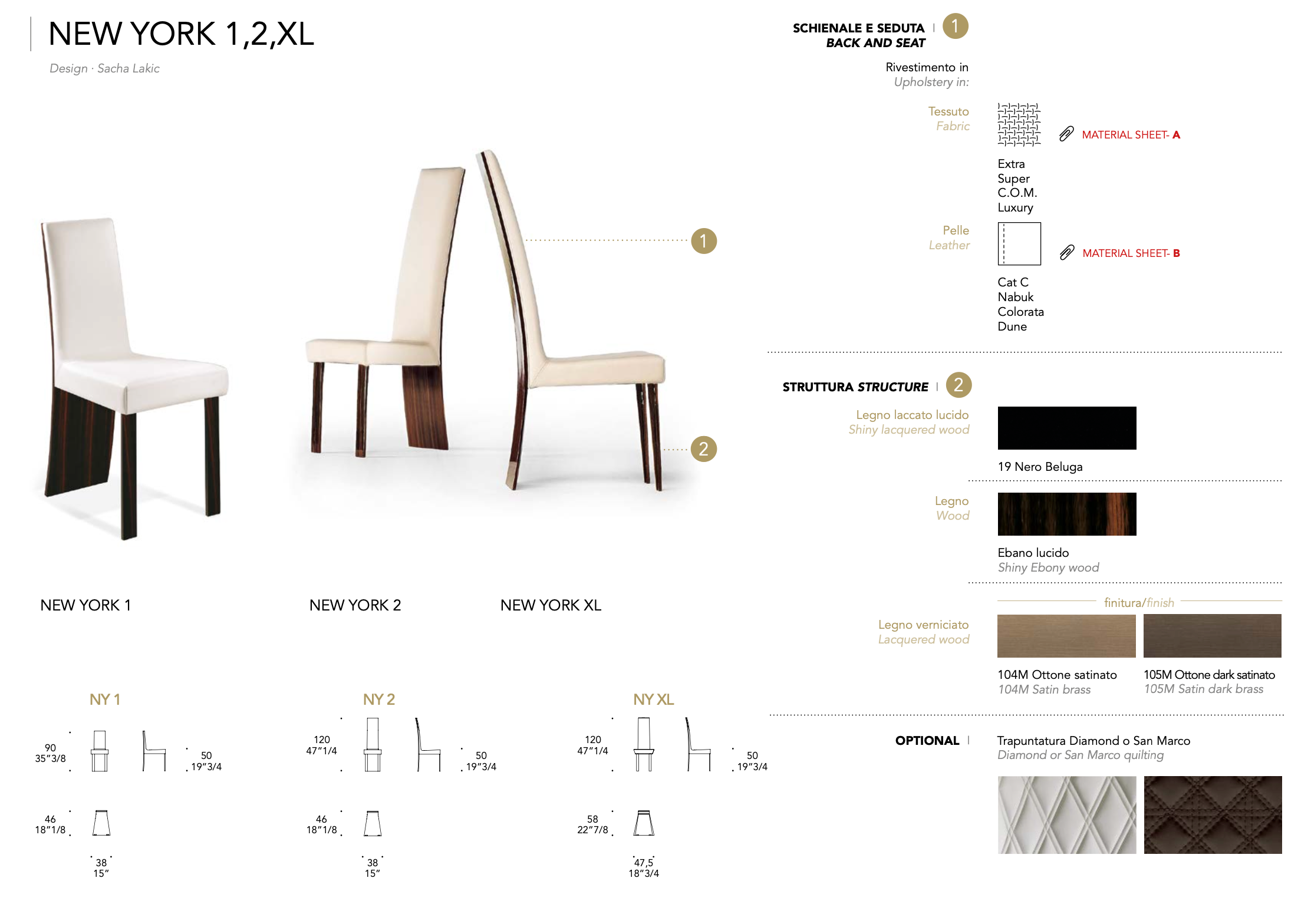 New York XL sedia tessuto super