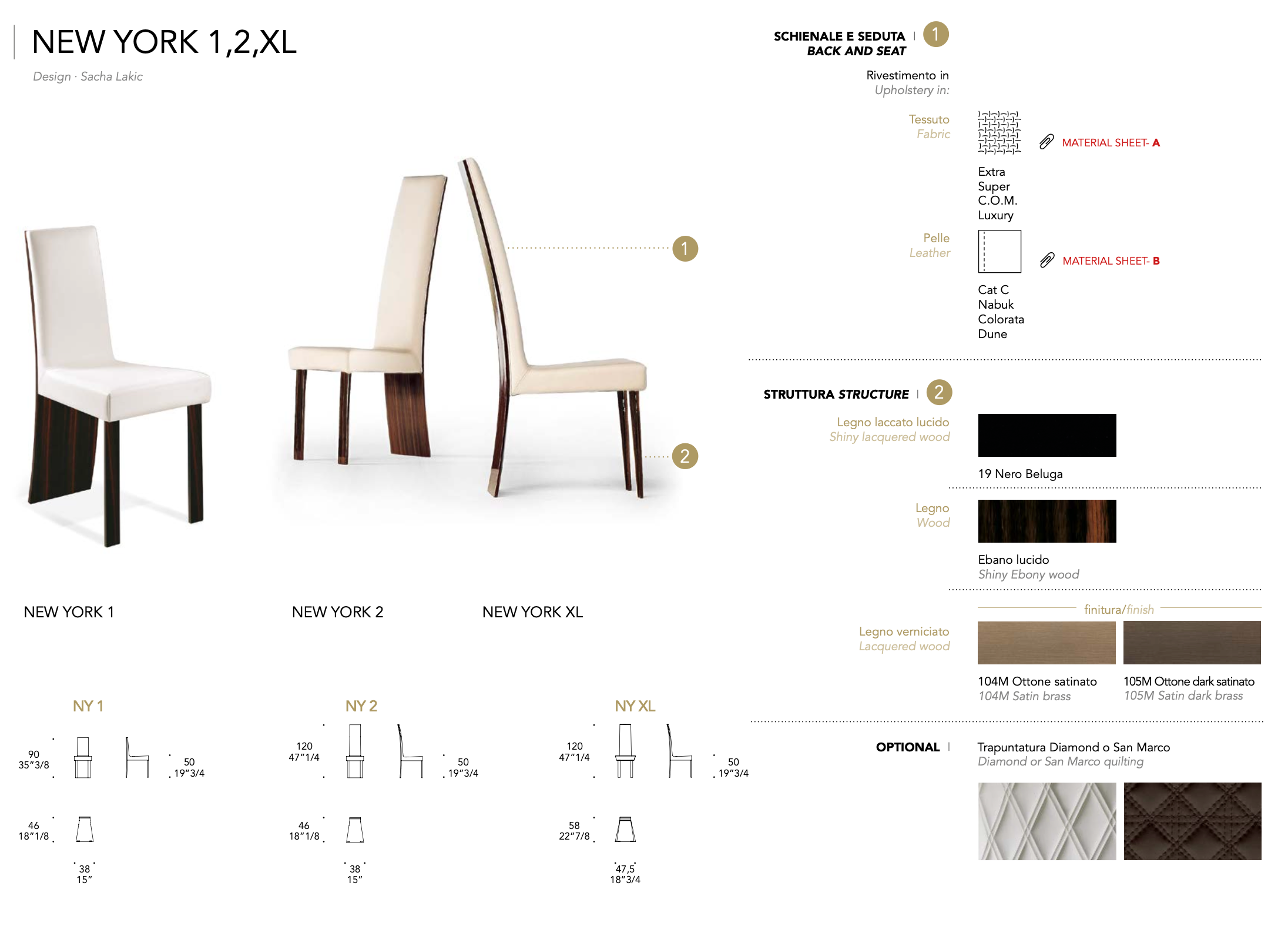 New York 2 sedia pelle nabuk