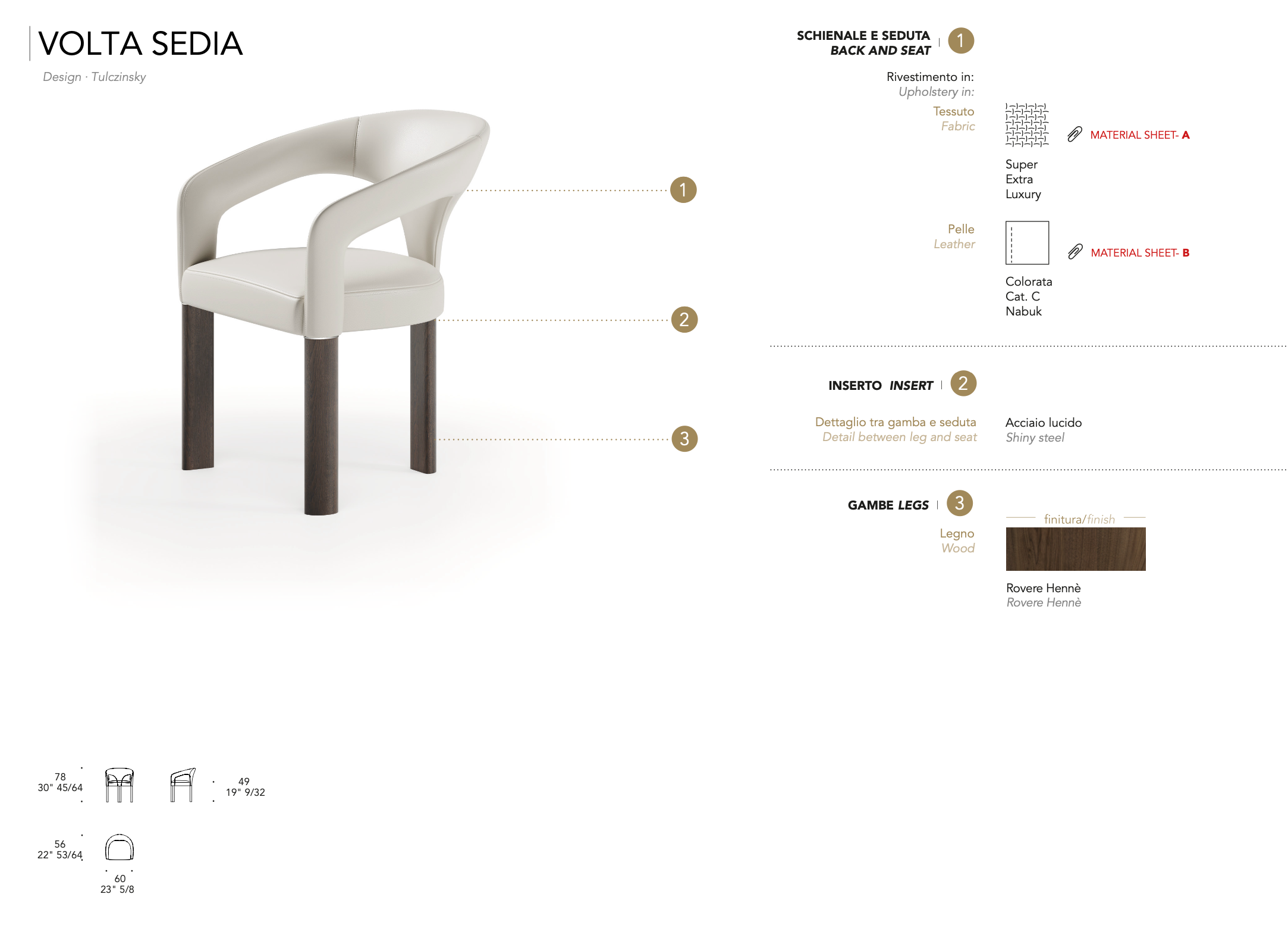 Volta sedia tessuto super