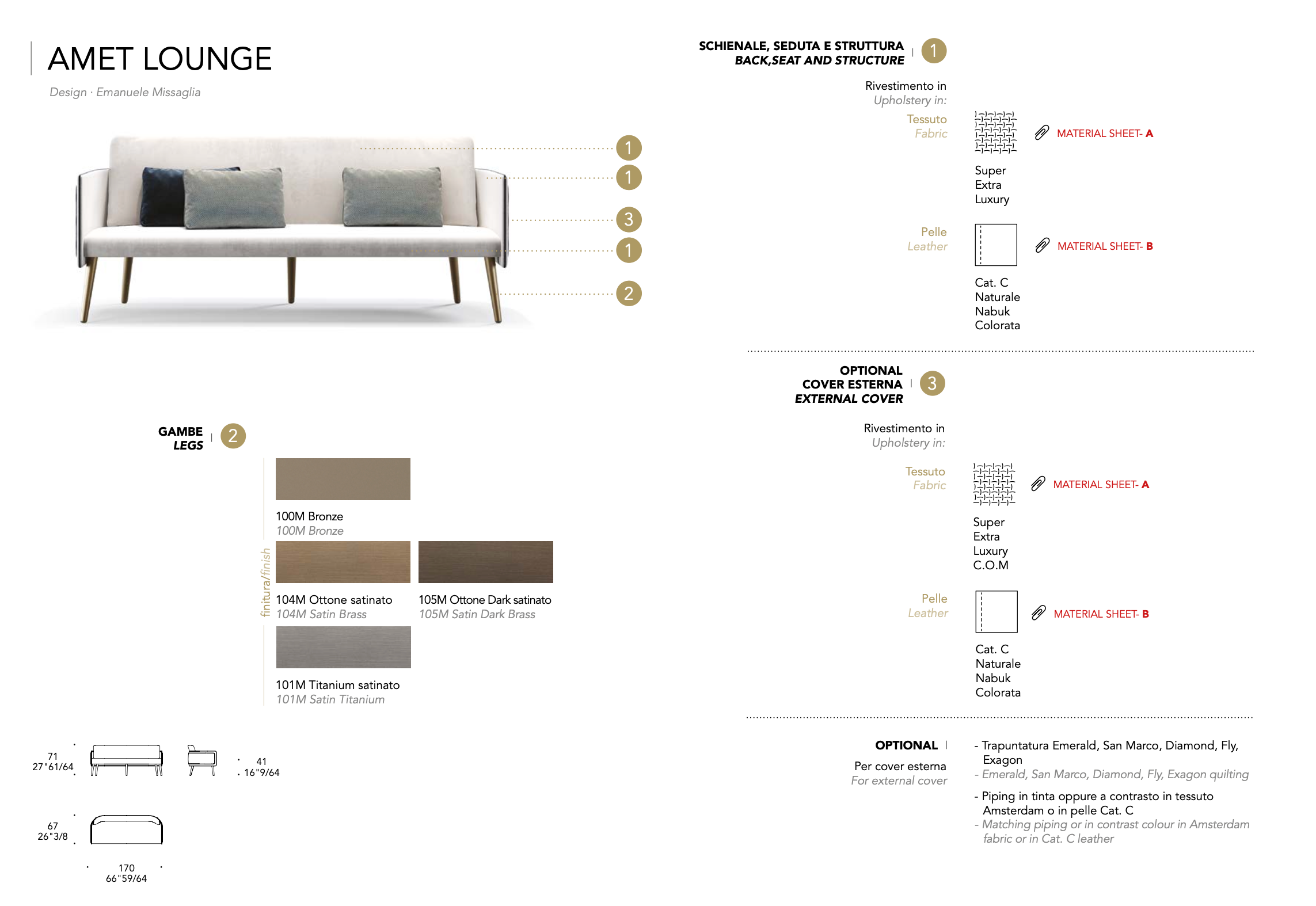 Amet Lounge divanetto pelle naturale