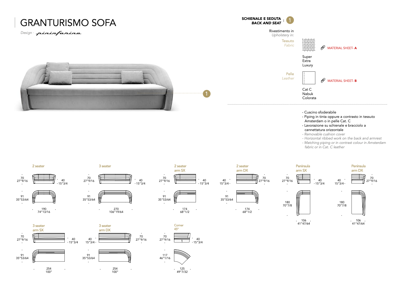 Granturismo Sofa divano pelle nabuk