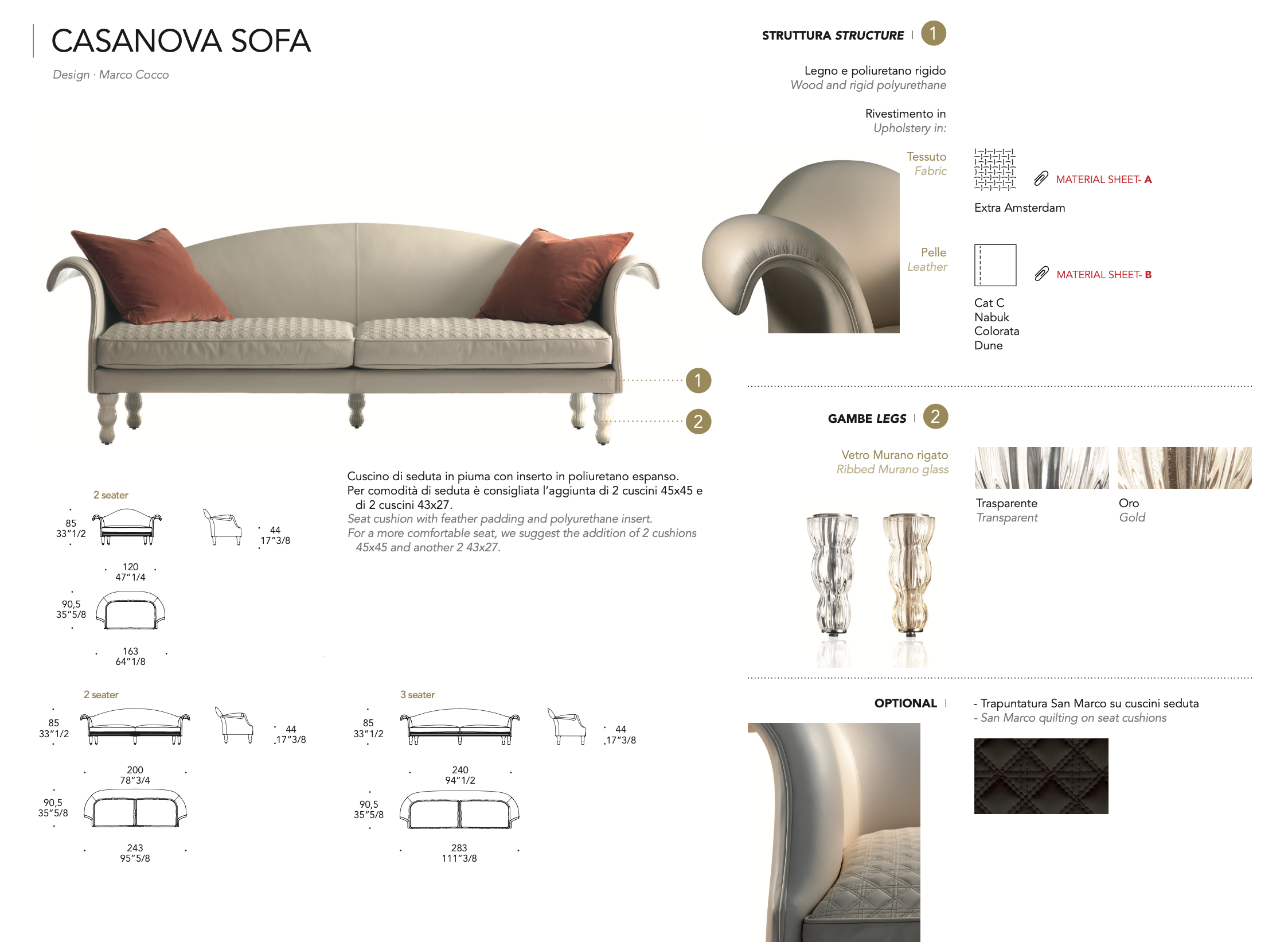 Casanova Sofa divano pelle nabuk