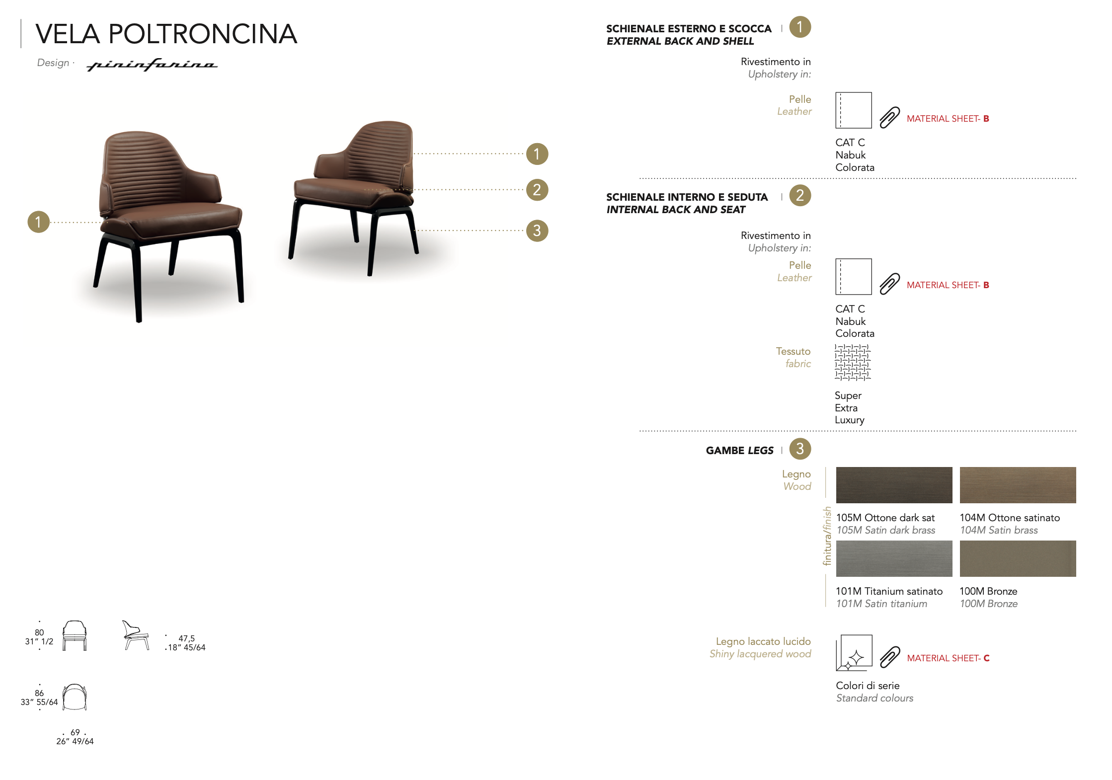Vela poltroncina pelle nabuk