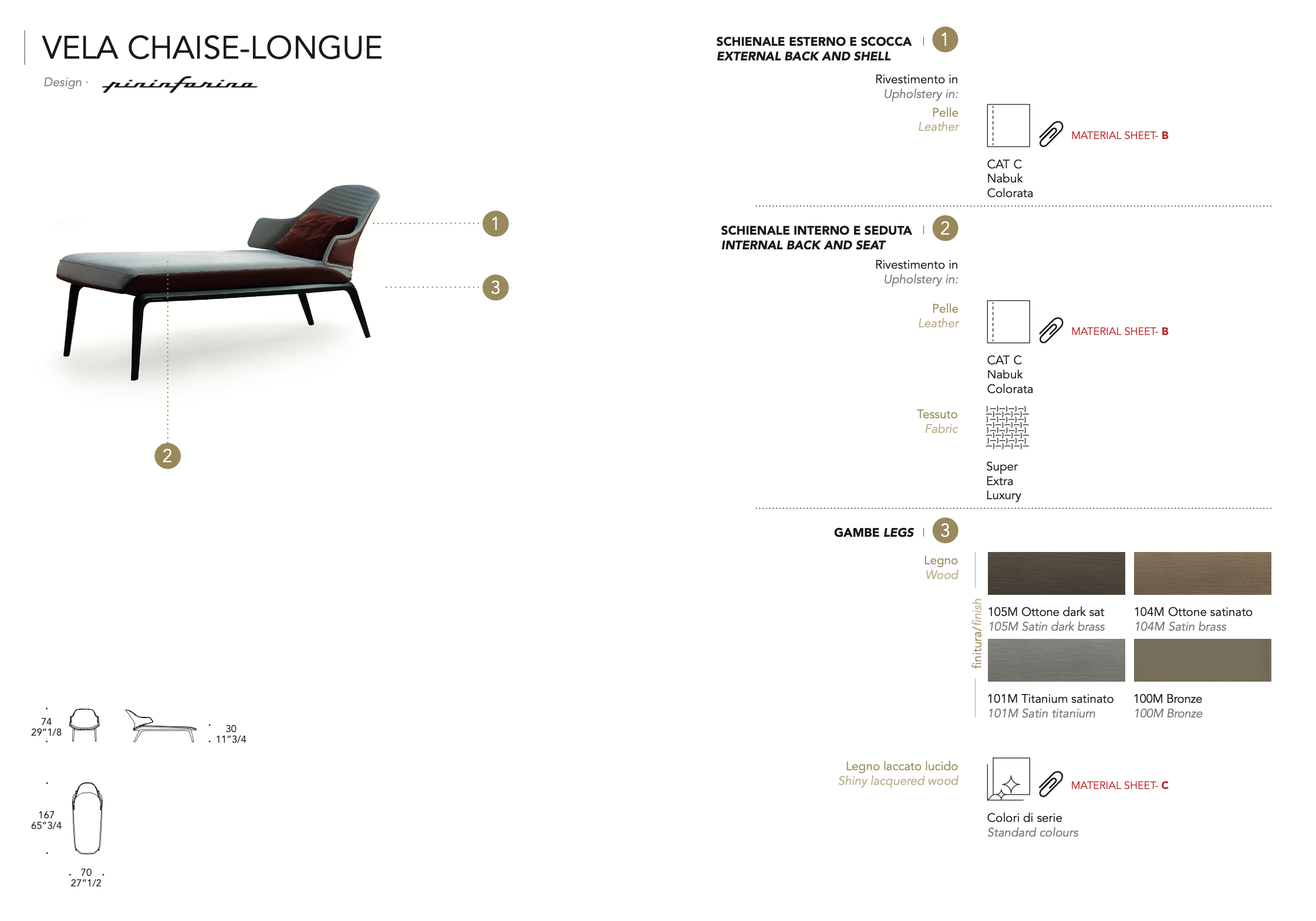 Vela chaise longue pelle colorata