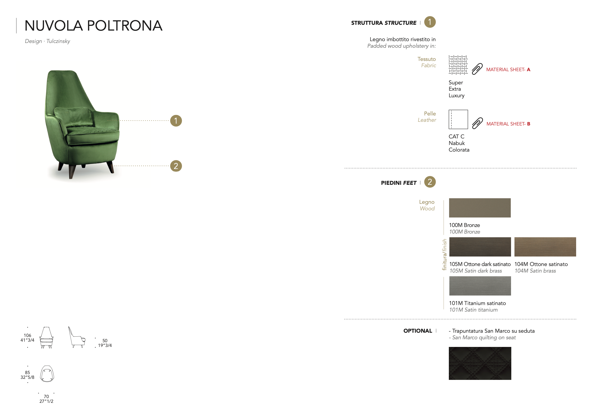 Nuvola poltrona pelle nabuk