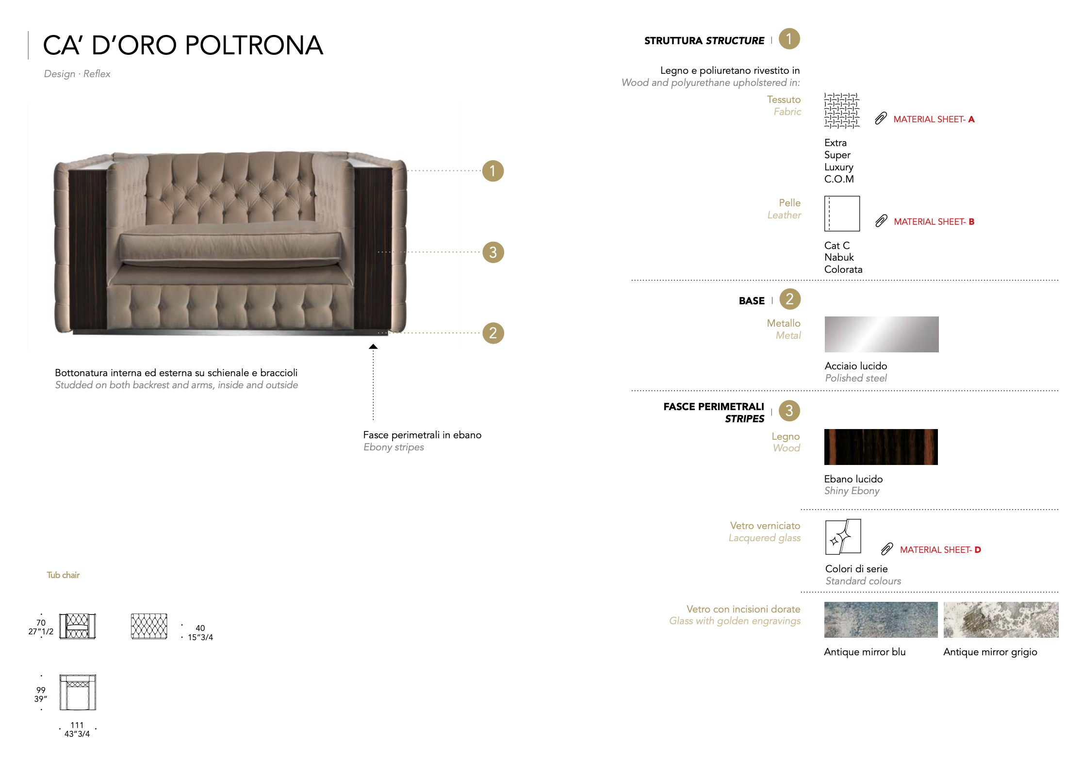Ca'D'Oro poltrona pelle colorata