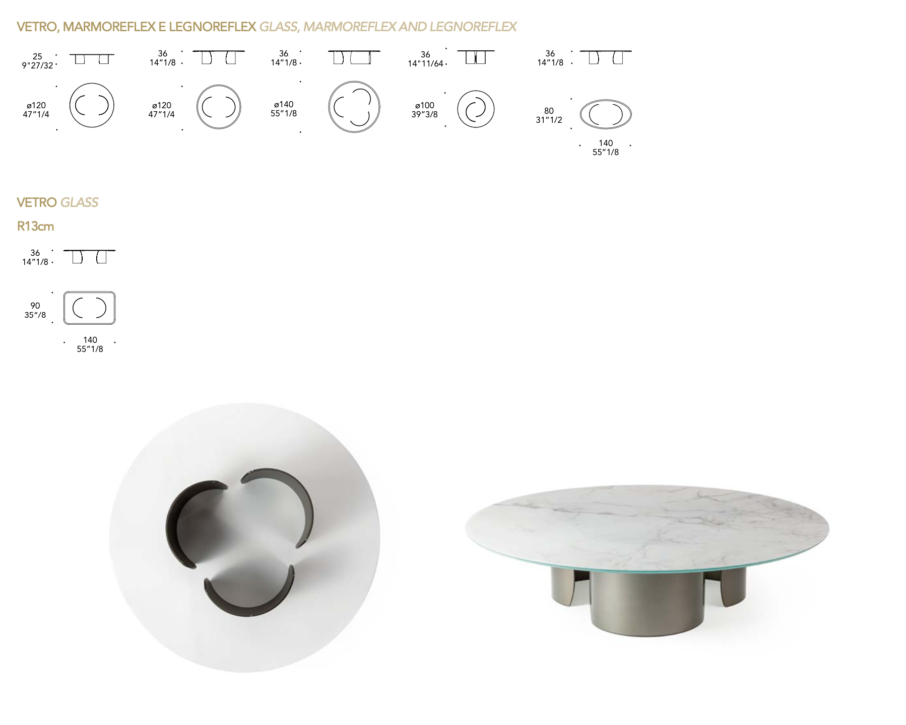 Petalo 40 tavolino top vetro