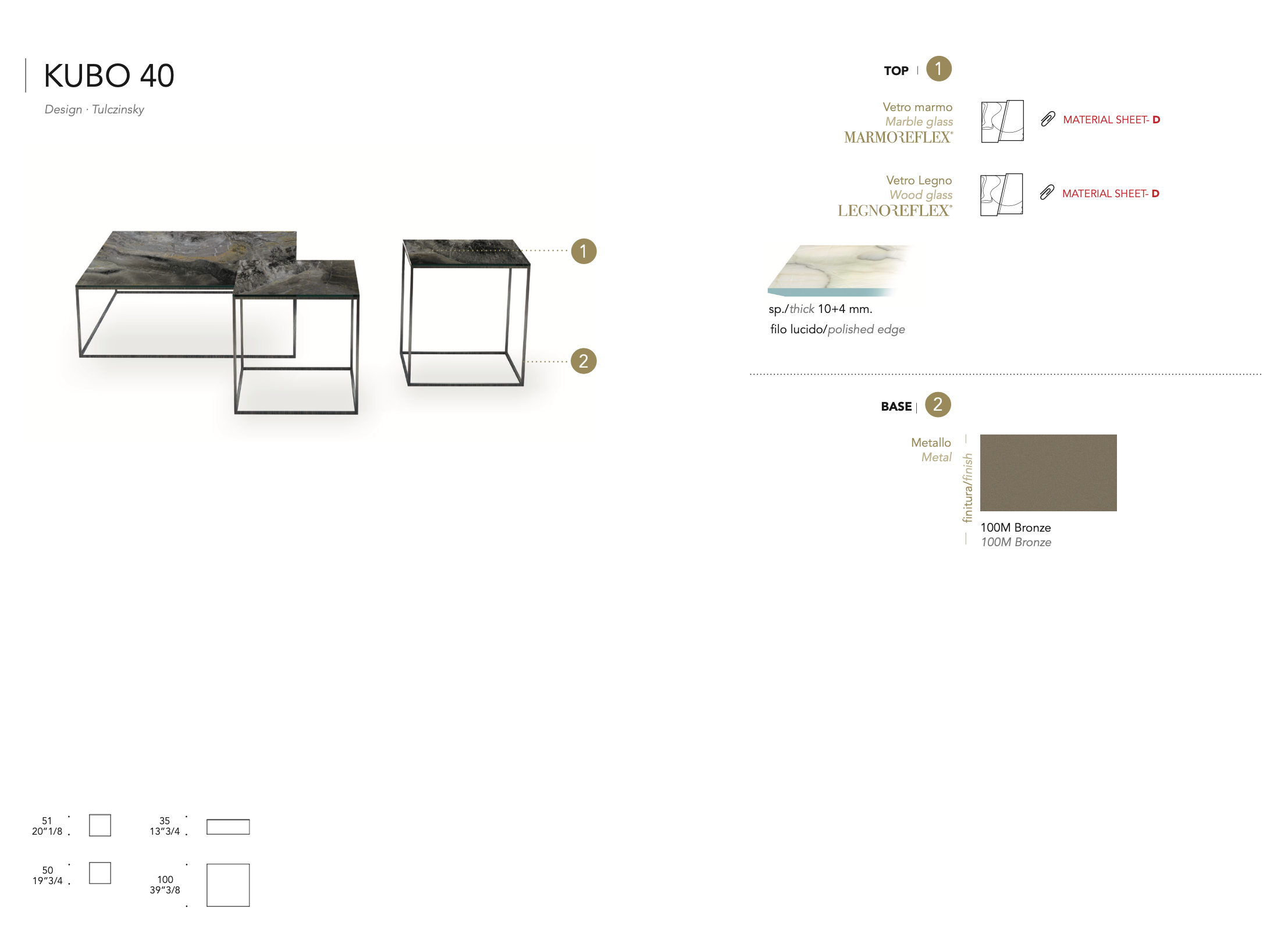 Kubo 40 tavolino top marmoreflex
