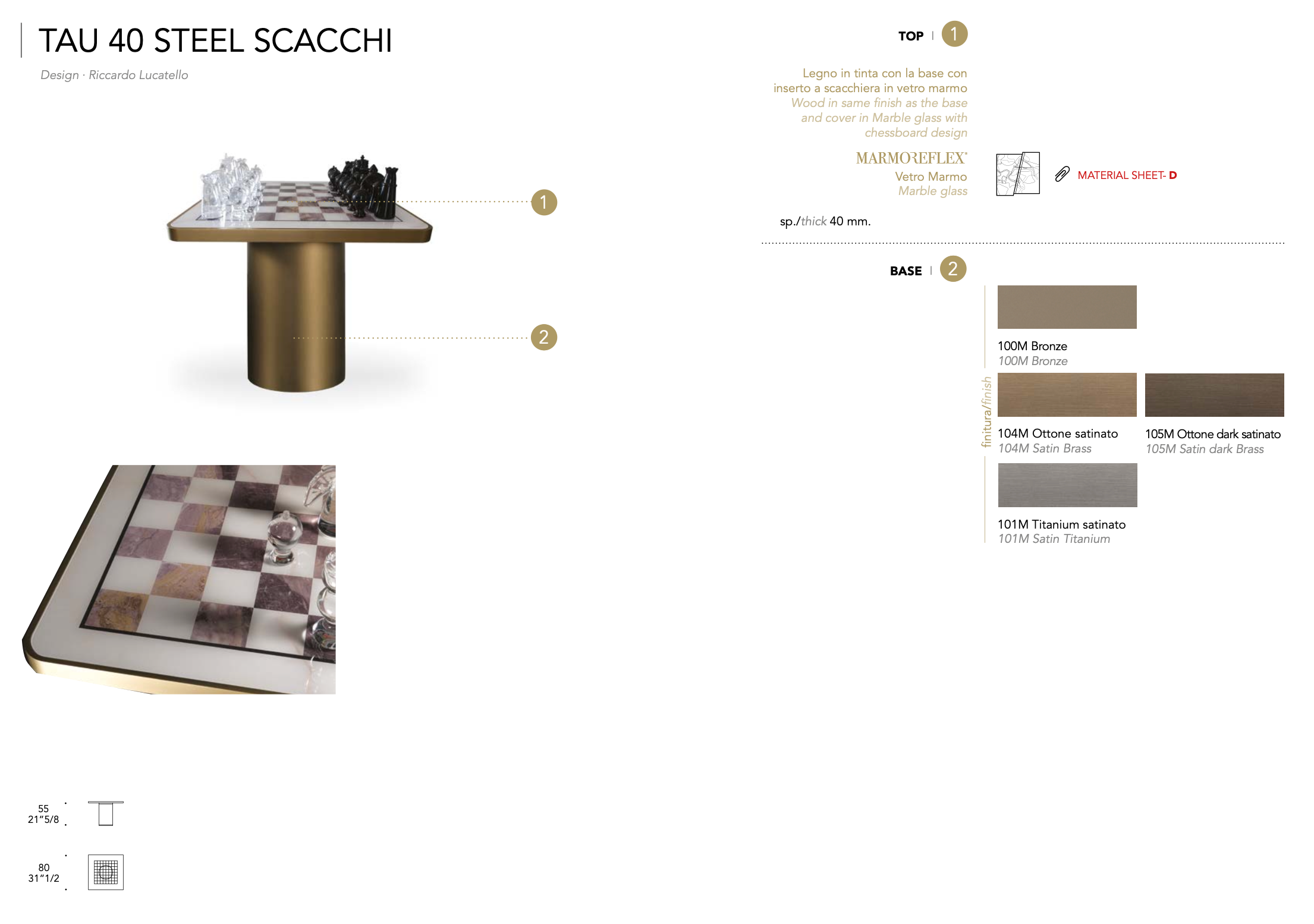 Tau 40 Steel Scacchi tavolino da gioco