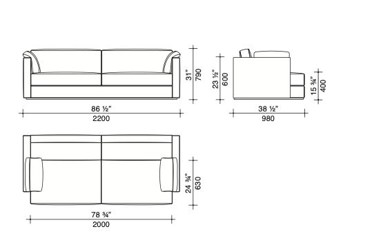 Glee divano L.200 tessuto DA