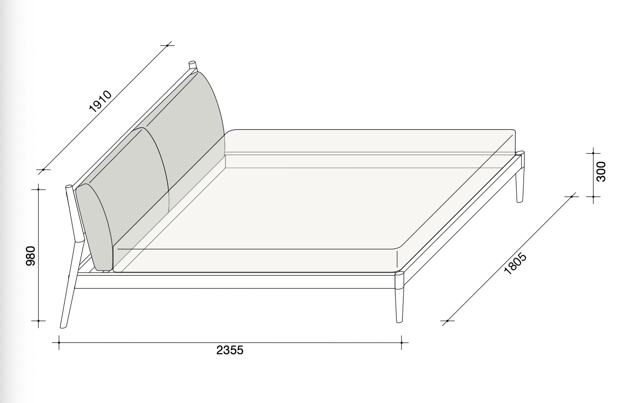 Maddox letto 233.5x180.5 tessuto DA