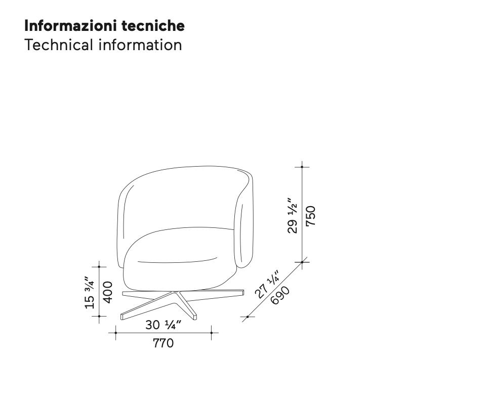 Miki poltrona con base girevole 360° tessuto DA