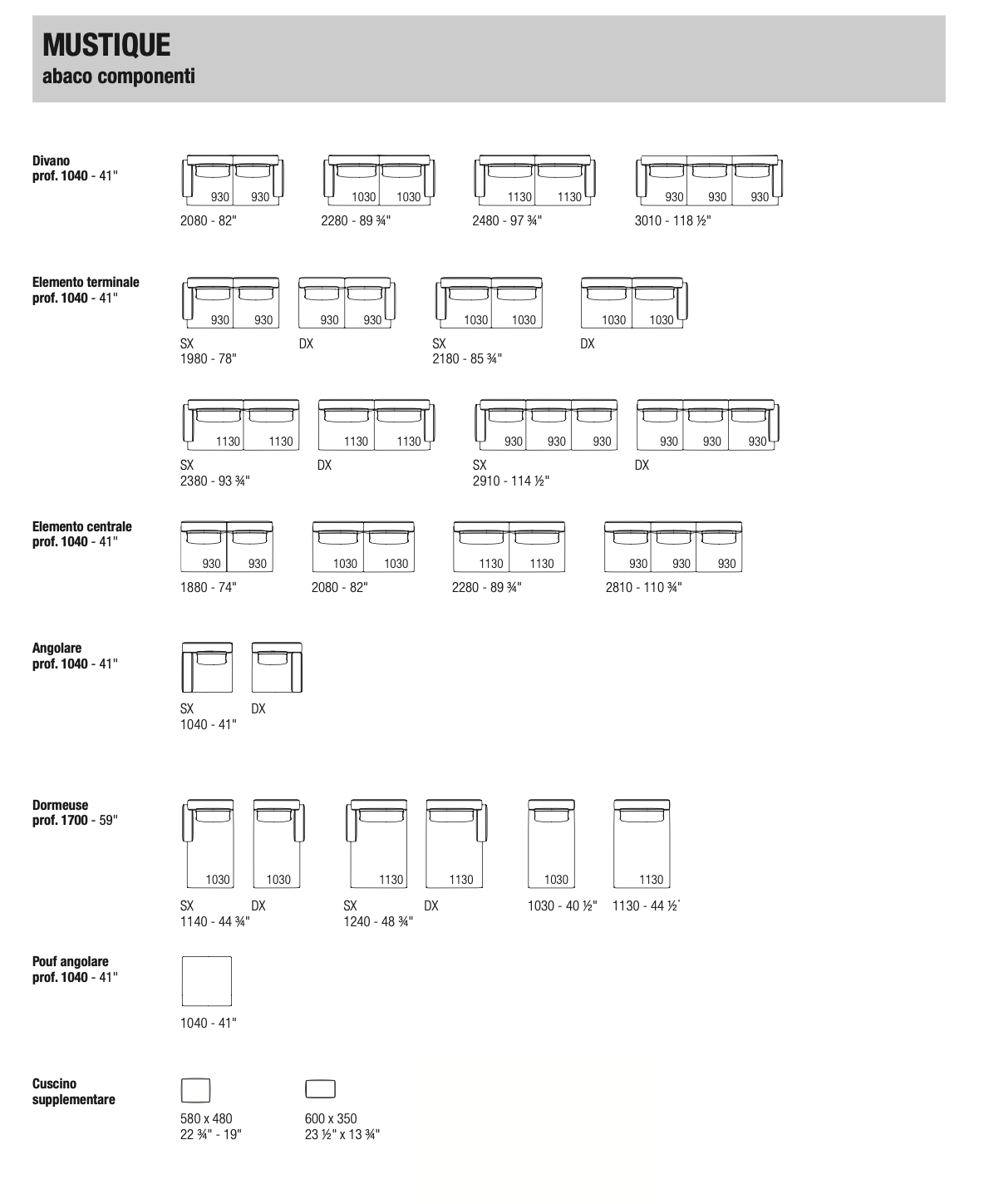Mustique divano tre sedute tessuto DA