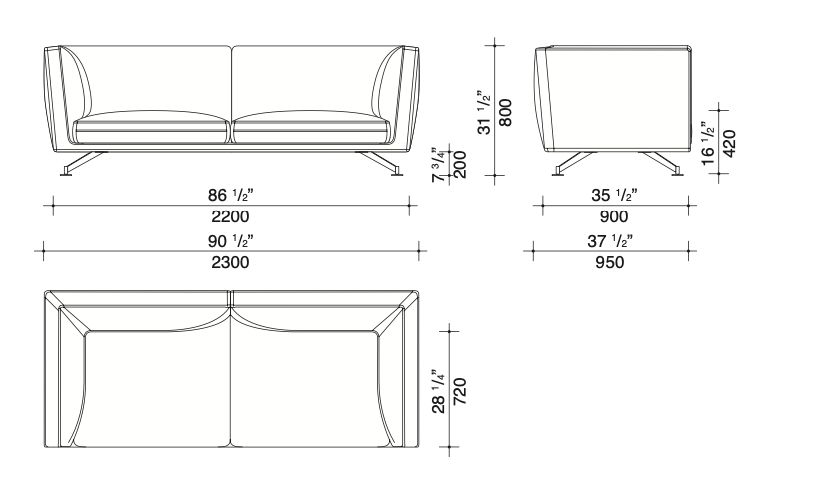 Neil divano schienale alto pelle sintetica DC