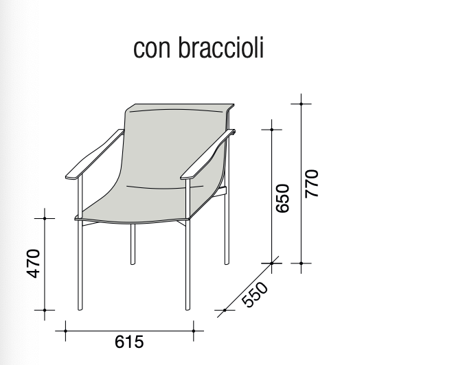 Ombra sedia con braccioli pelle basic