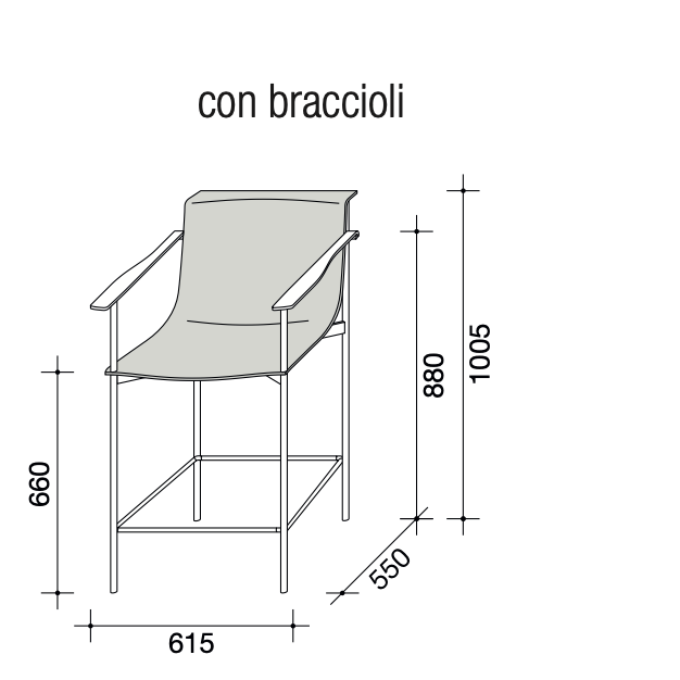 Ombra sgabello con braccioli pelle basic