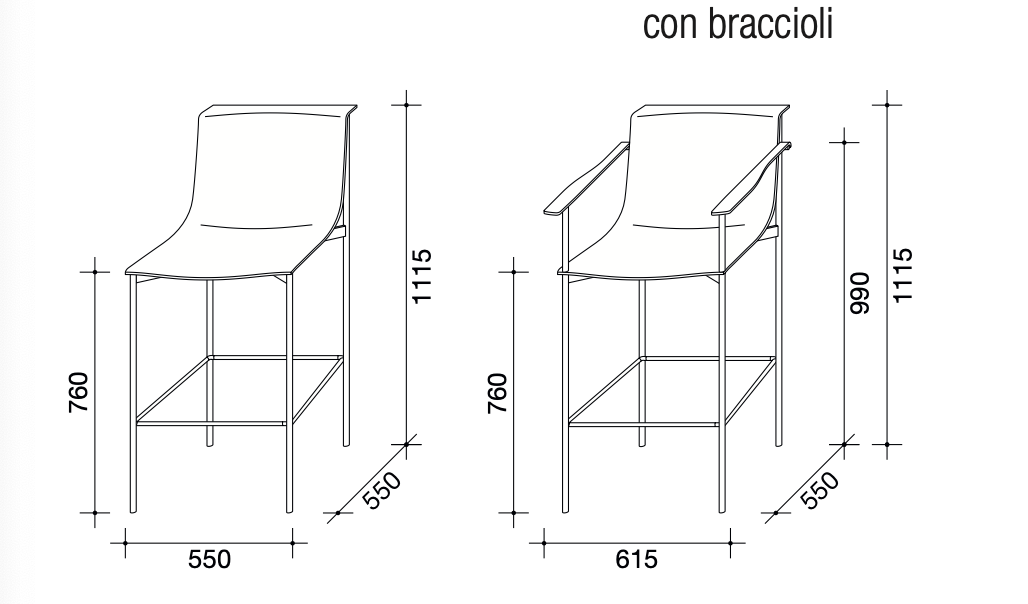 Ombra sgabello alto polipropilene