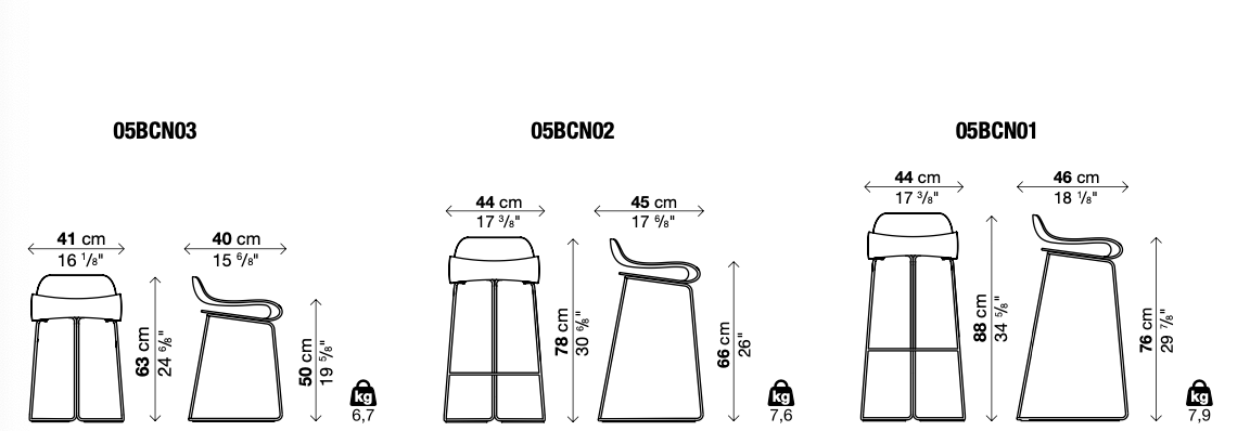 BCN Sedia e sgabello indoor/outdoor base su slitta