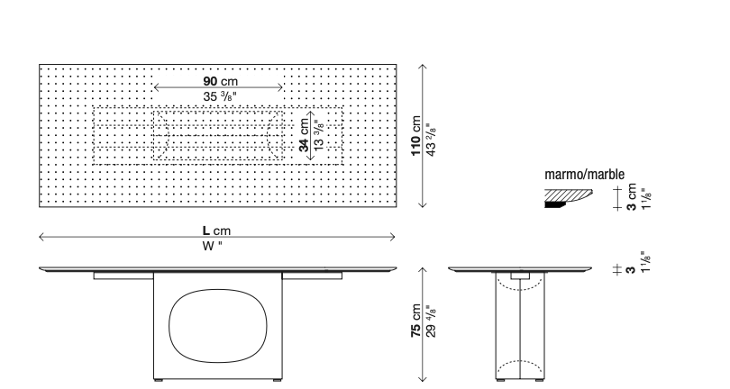 Holo rettangolare tavolo