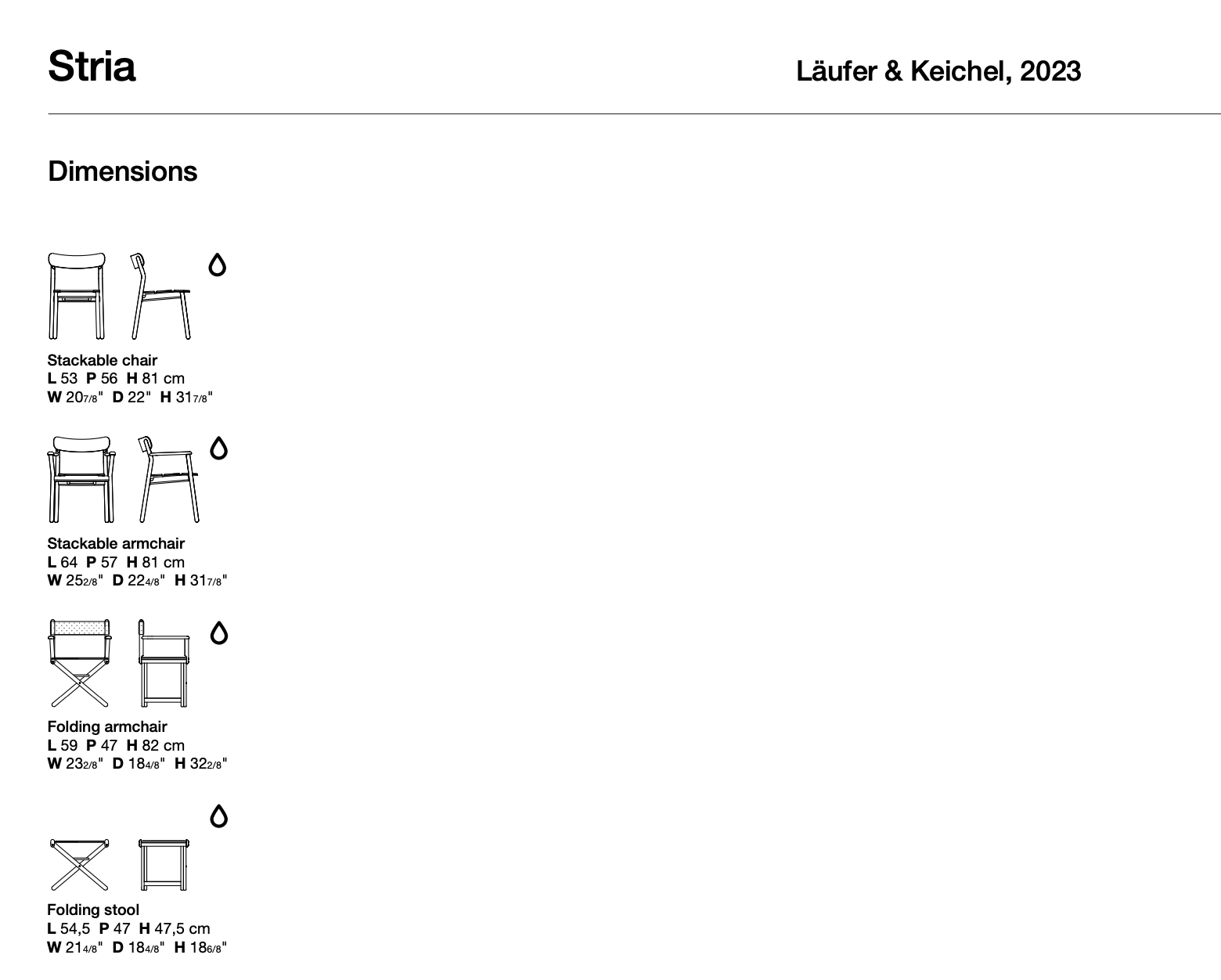 Stria sedia indoor/outdoor
