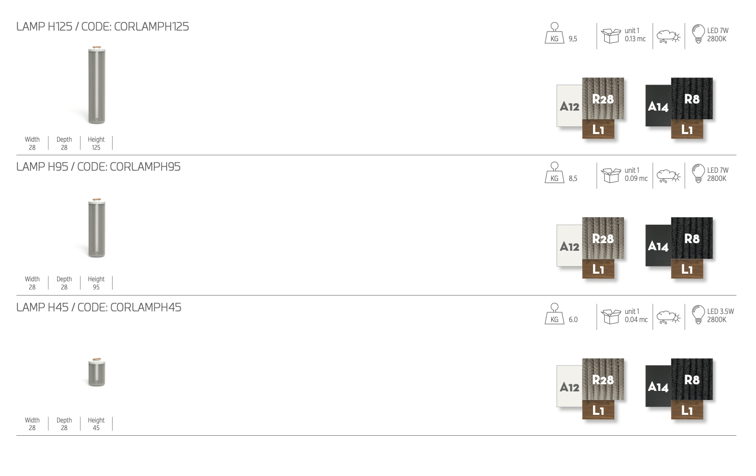 Coral H95 lampada outdoor