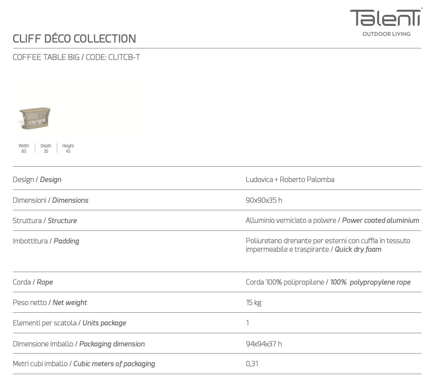 Cliff Big tavolino outdoor