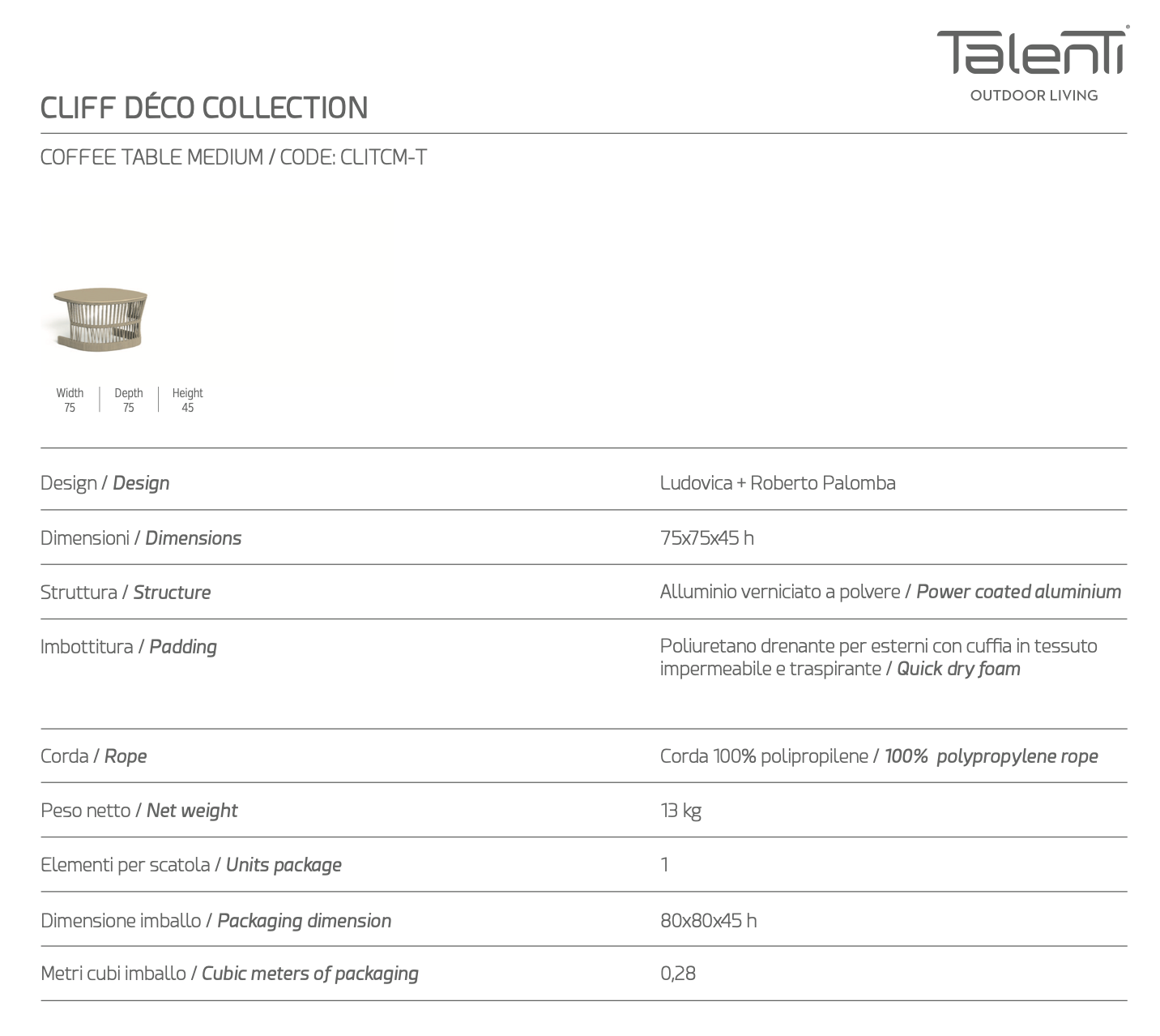 Cliff Medio tavolino outdoor