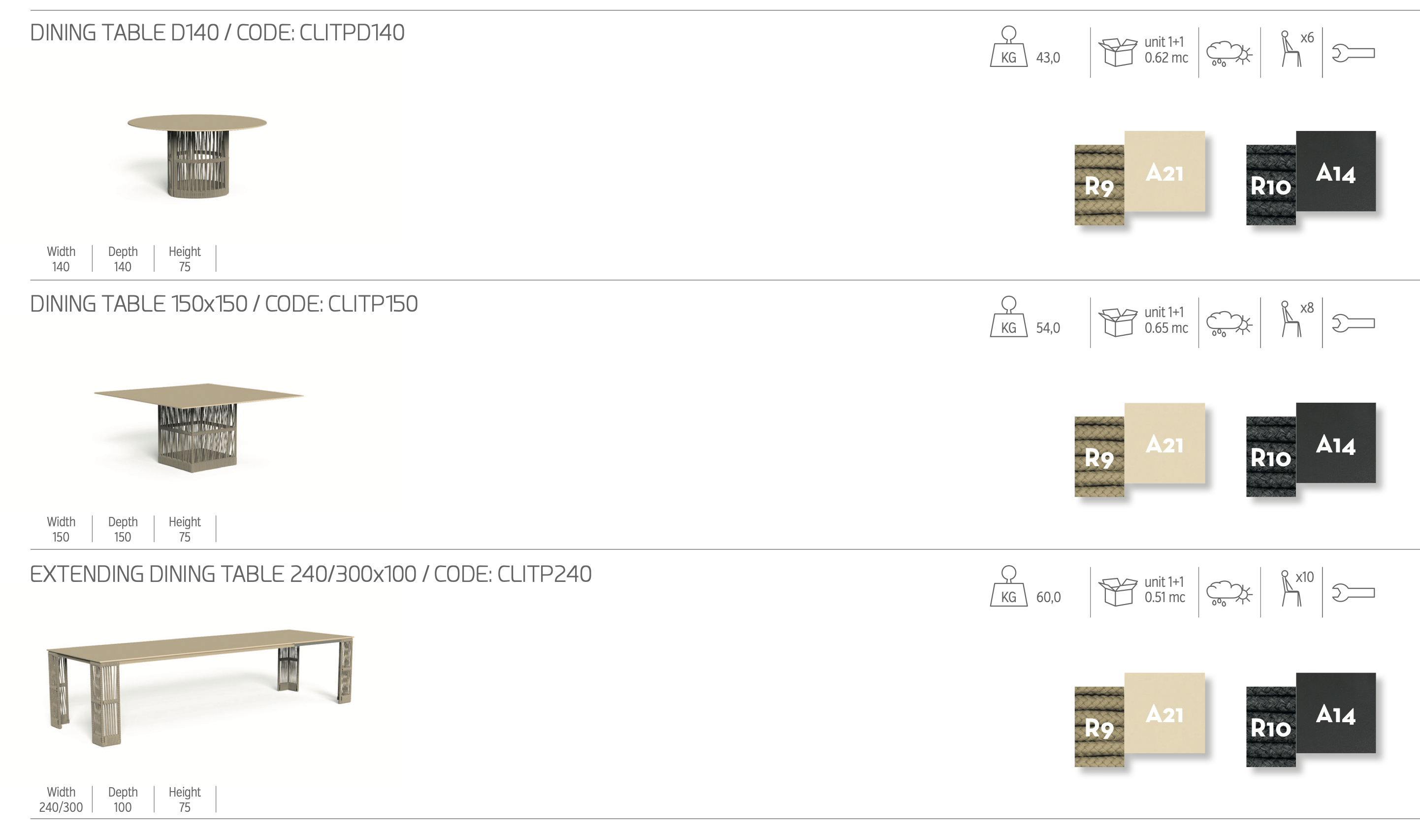 Cliff tavolo allungabile outdoor